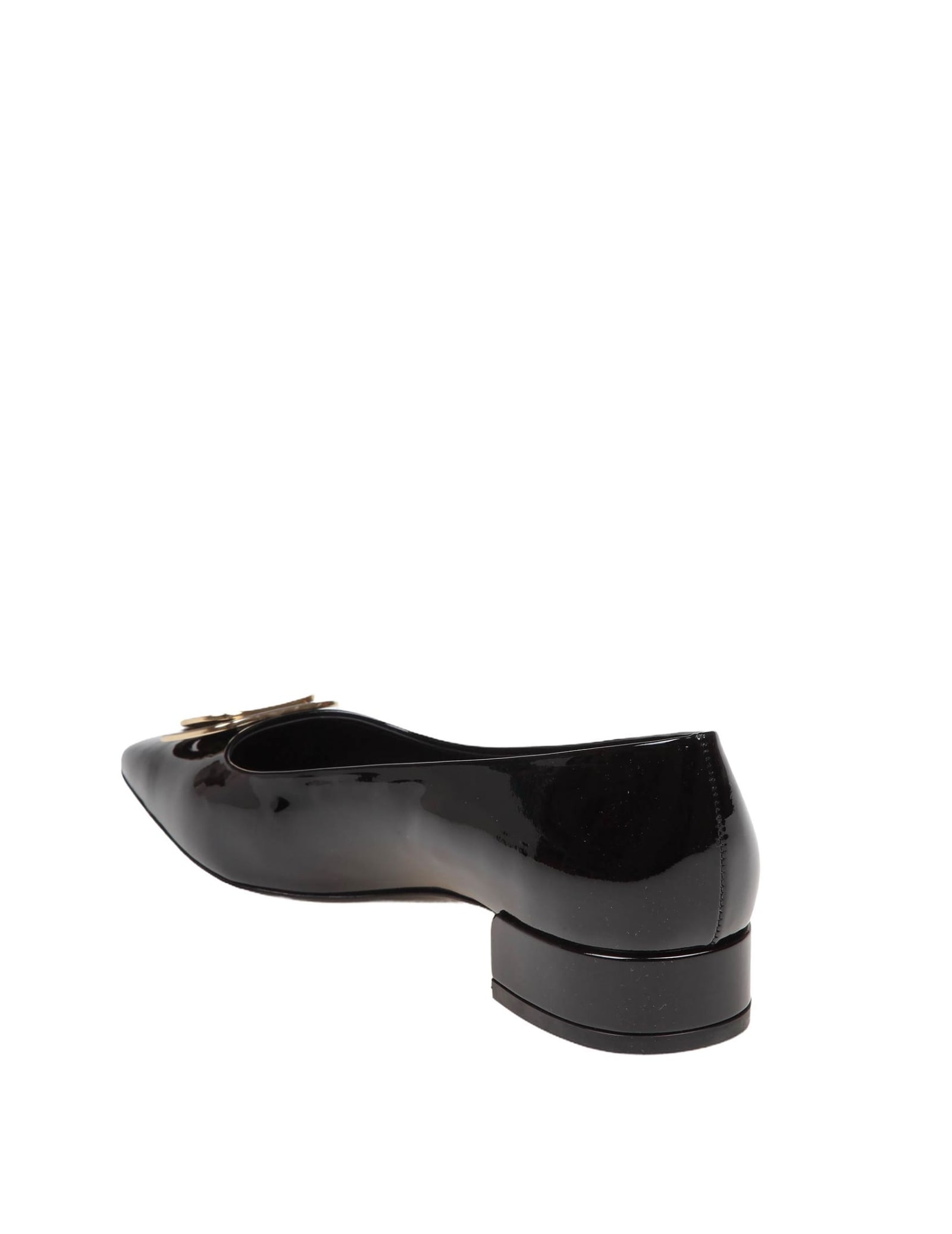 Shop Ferragamo Venera Ballerina In Black Paint Leather