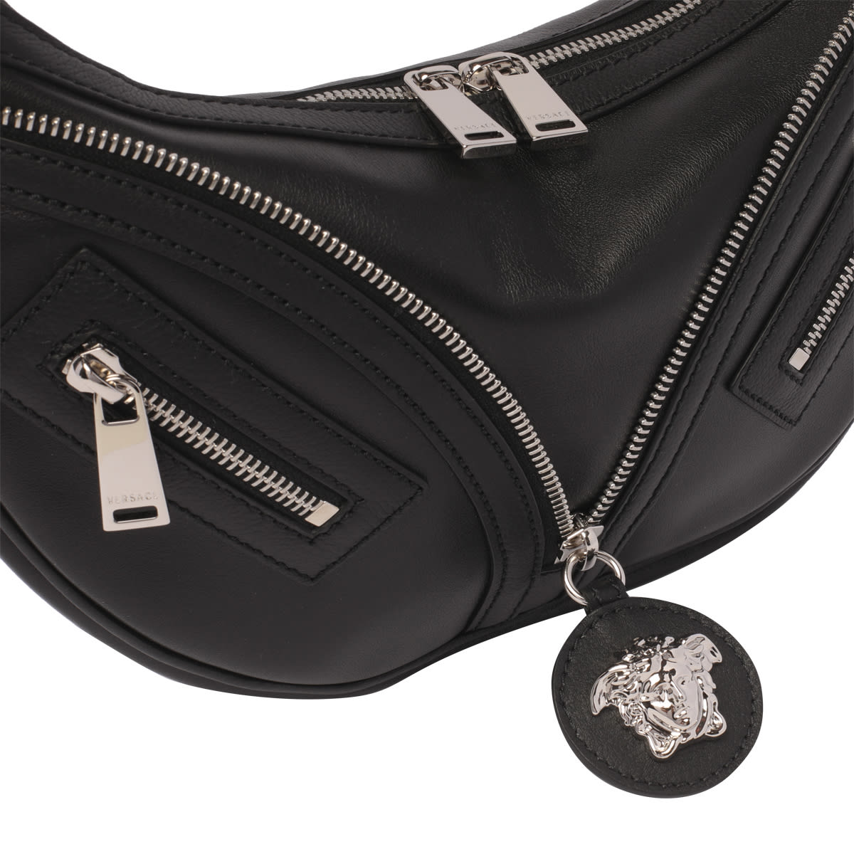 Versace Small Repeat Hobo Bag In Black | ModeSens