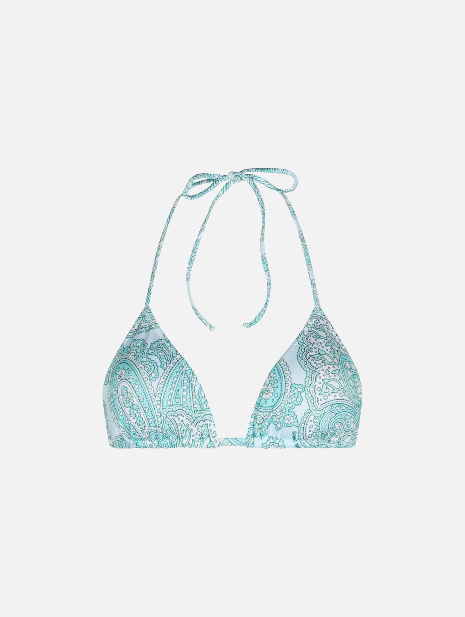 Mc2 Saint Barth Woman Water Green Paisley Triangle Top Swimsuit Leah In Verde Acqua