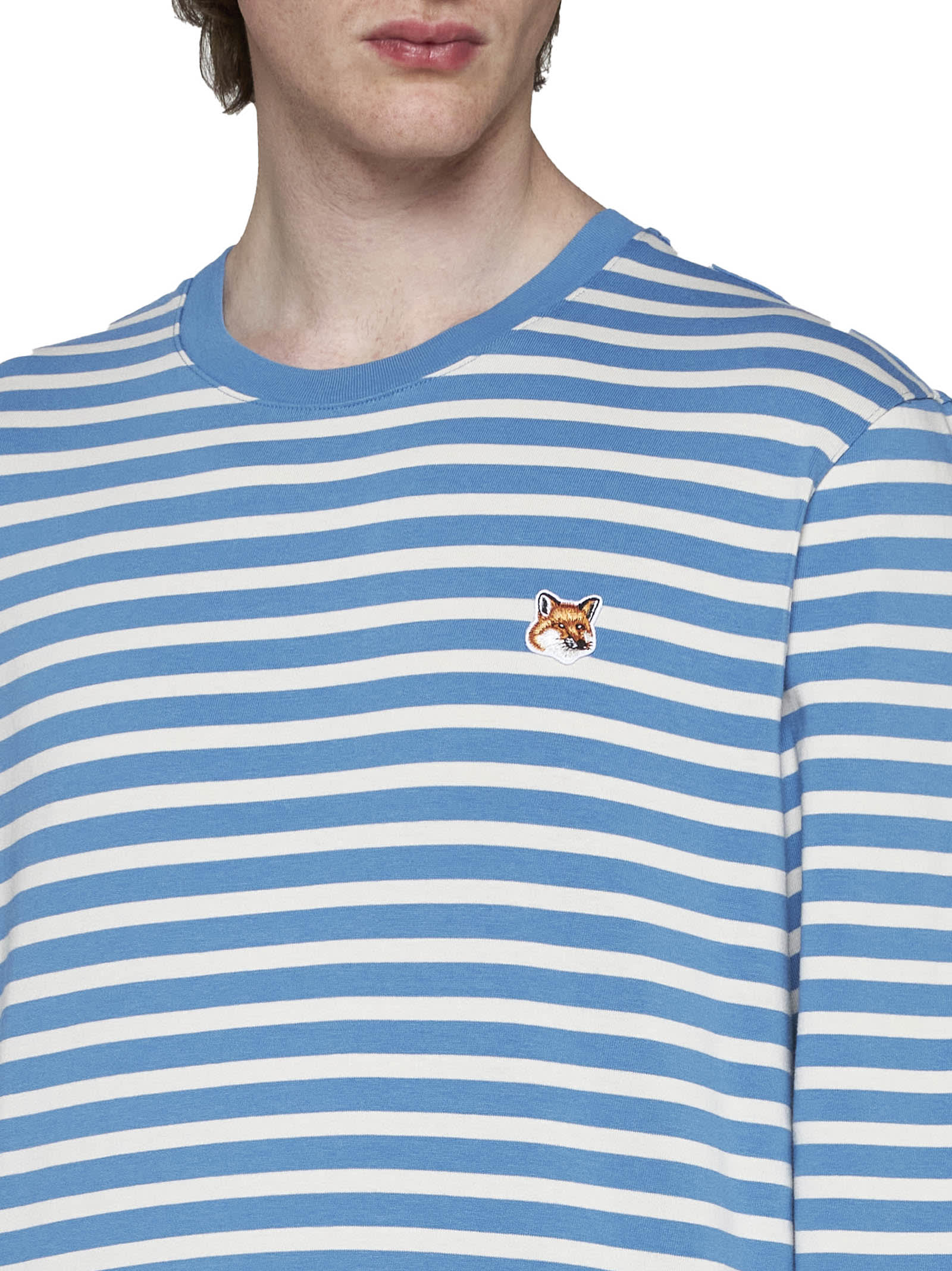Shop Maison Kitsuné T-shirt In Drifter Blue Stripes