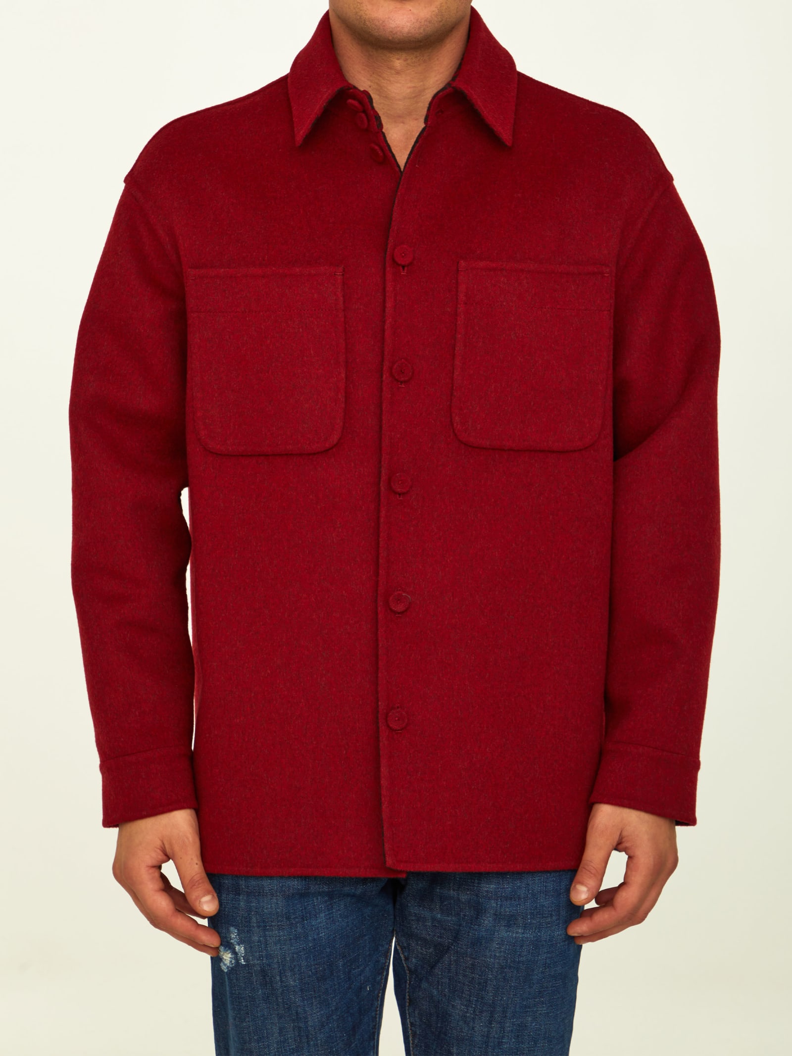 Fendi Red Wool Reversible Jacket