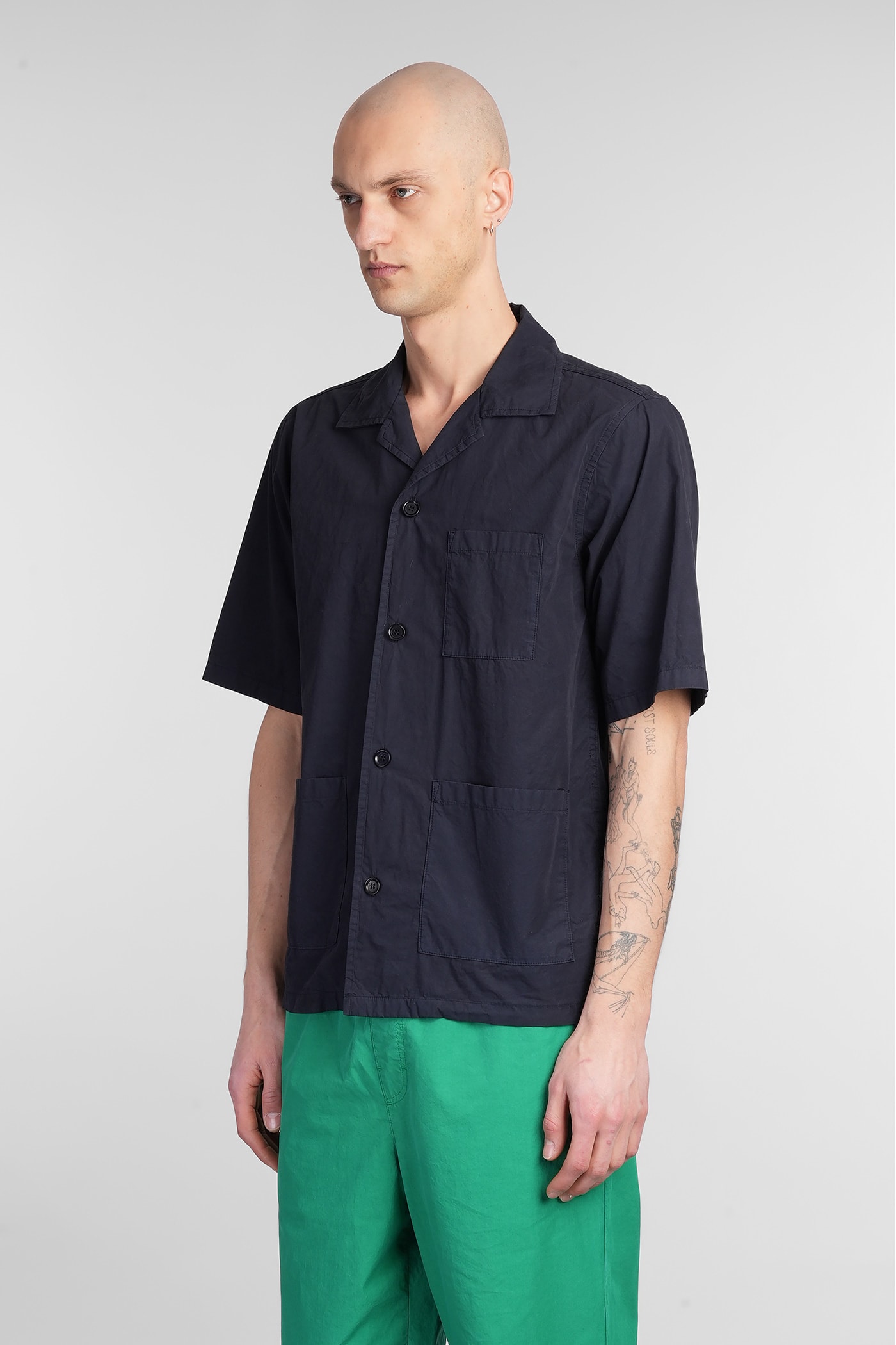 Aspesi Ago Shirt In Blue Cotton In Blue
