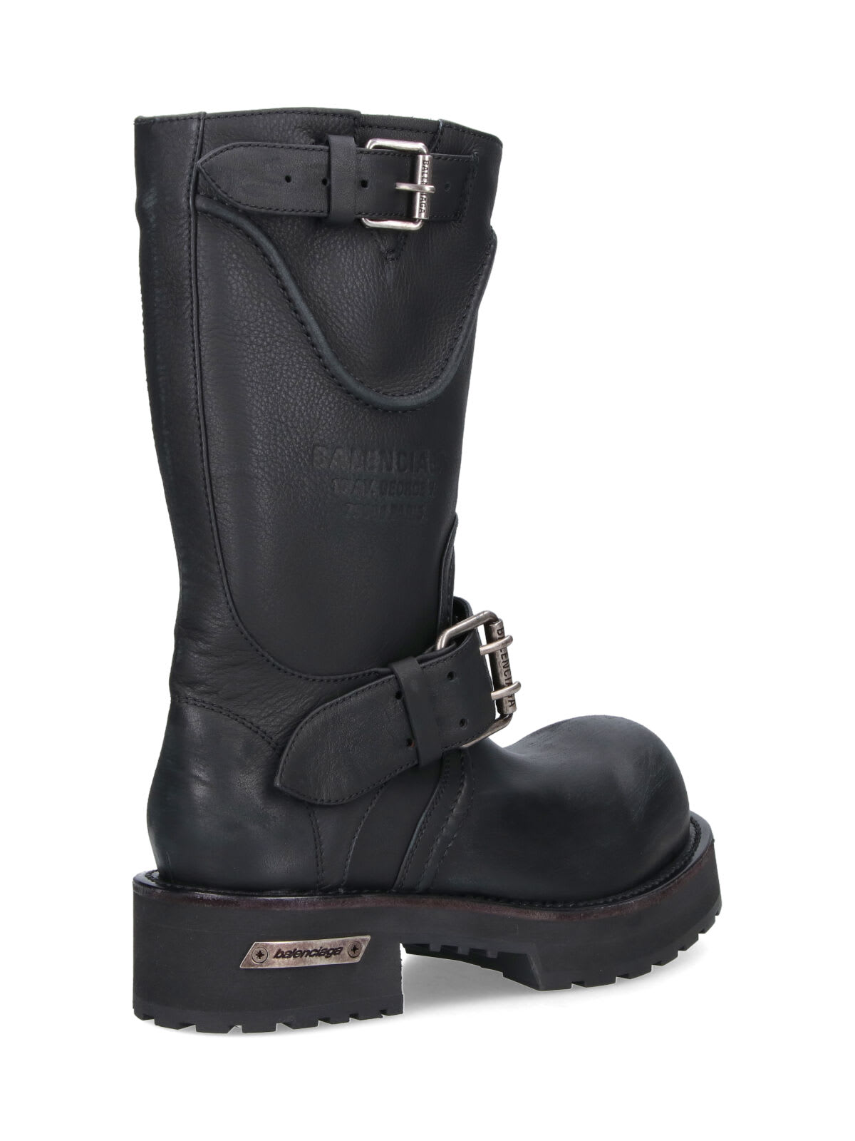 Balenciaga Textured Leather Ankle Boots With Chunky Sole In Black
