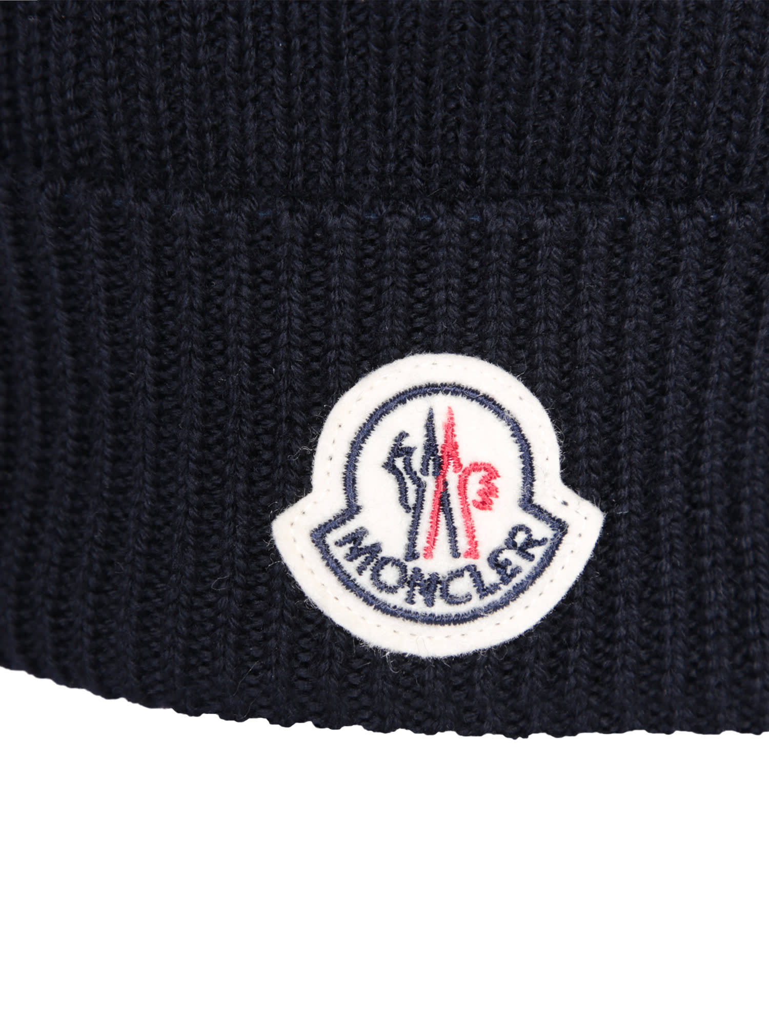 Shop Moncler Logo Blue Beanie