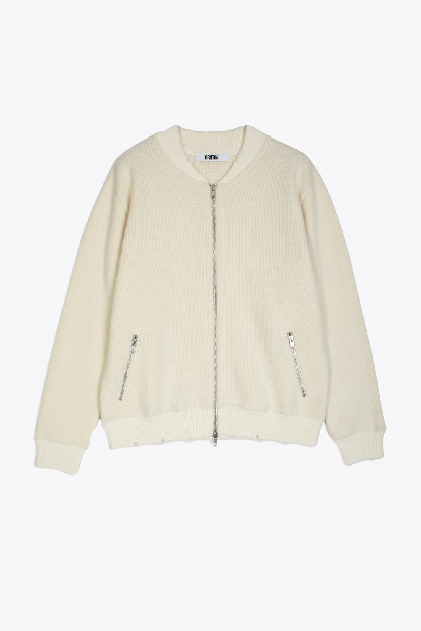 Bomber In Maglia Off white wool blend bomber jacket