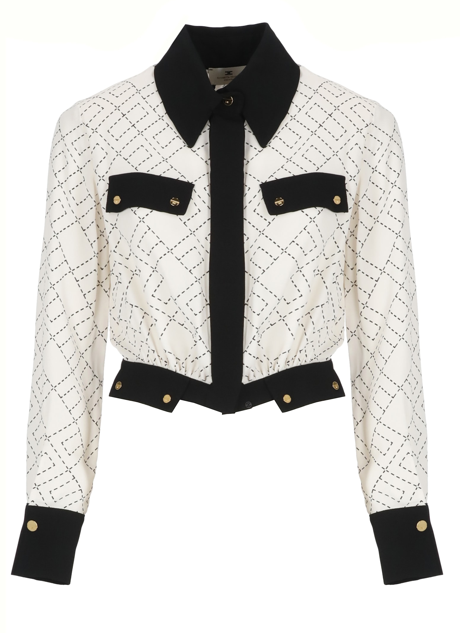 Elisabetta Franchi Long Sleeve Shirt With Elasticated Hem And Pockets In Multi