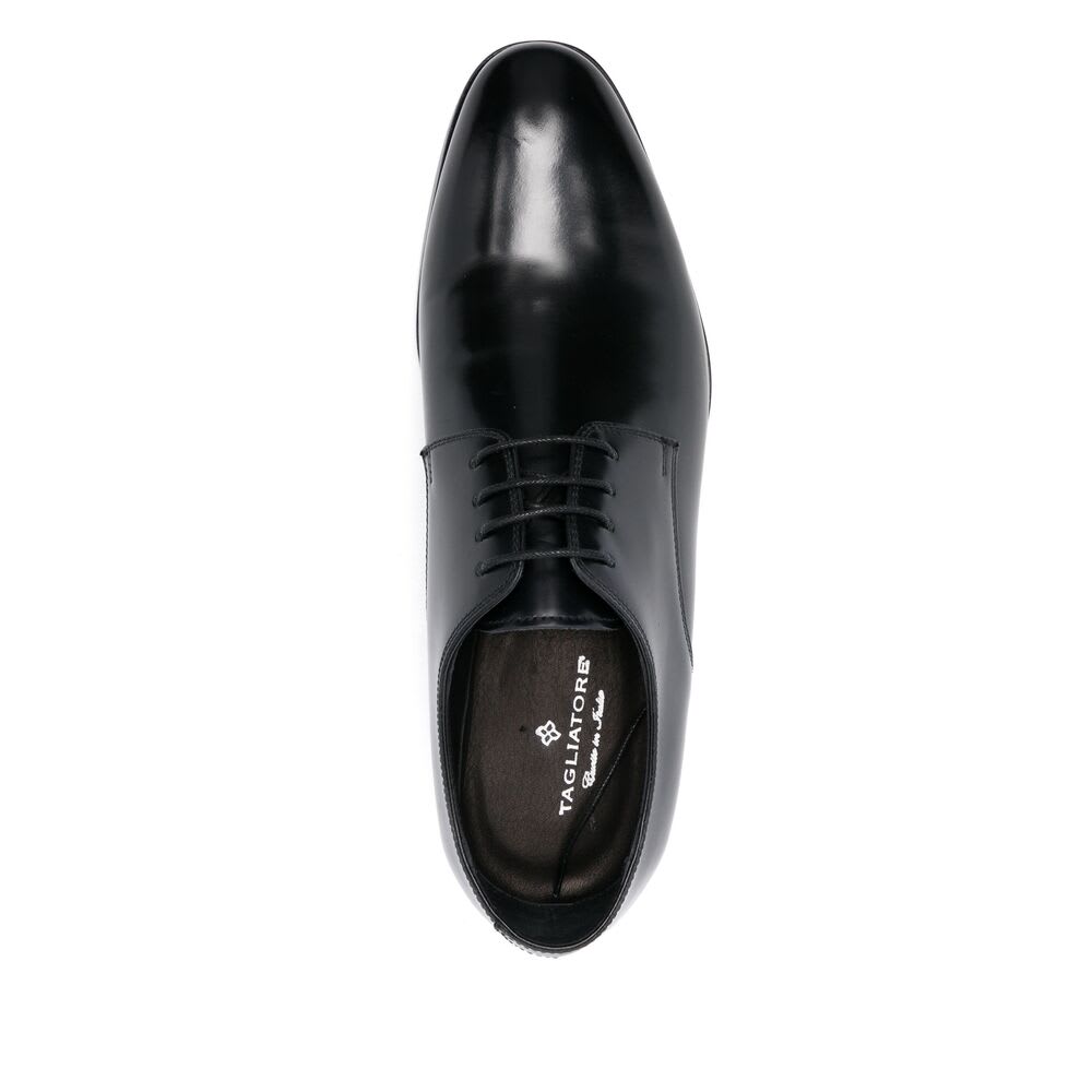 Tagliatore Man Lace-up Shoes Midnight Blue Size 9 Calfskin In Black