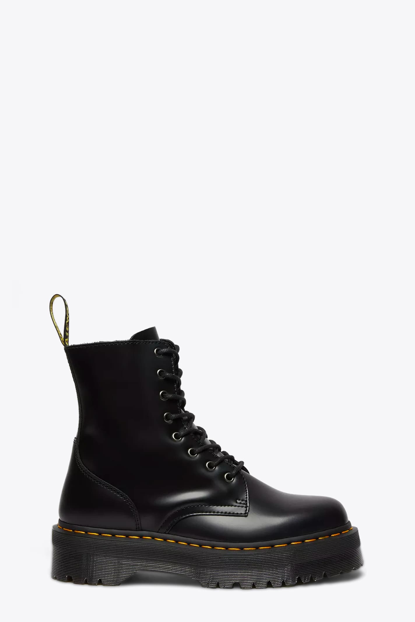 Jadon Black smooth leather lace-up ankle boots with platform sole - Jadon