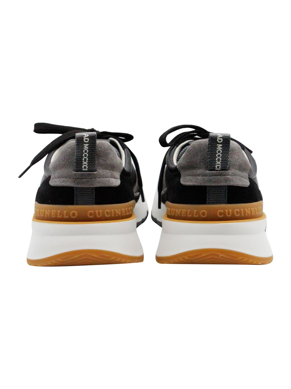 Shop Brunello Cucinelli Sneaker Made Of Soft Leather With Suede Finishes And Contrasting Color Details, Micron Sole In Black