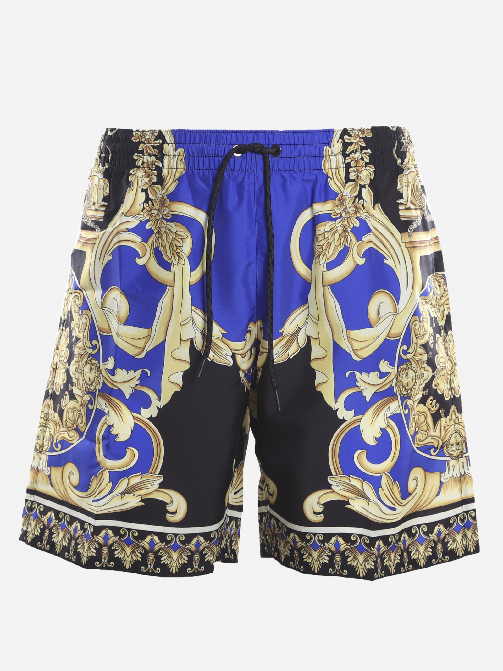 Versace Nylon Swim Shorts With All-over Barocco Print
