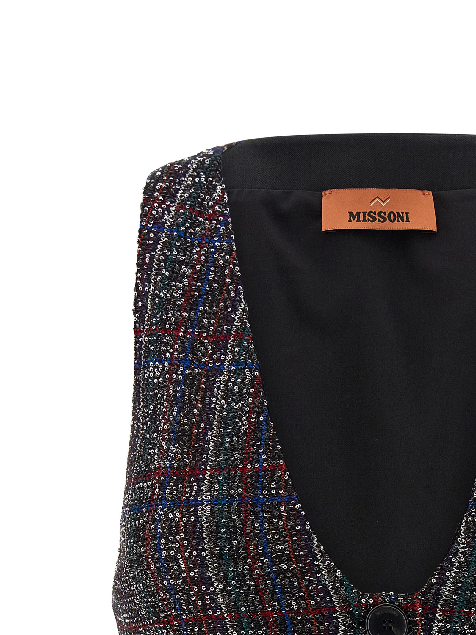 Missoni Fitted Tartan Vest Featuring Sequin Accents In Multi