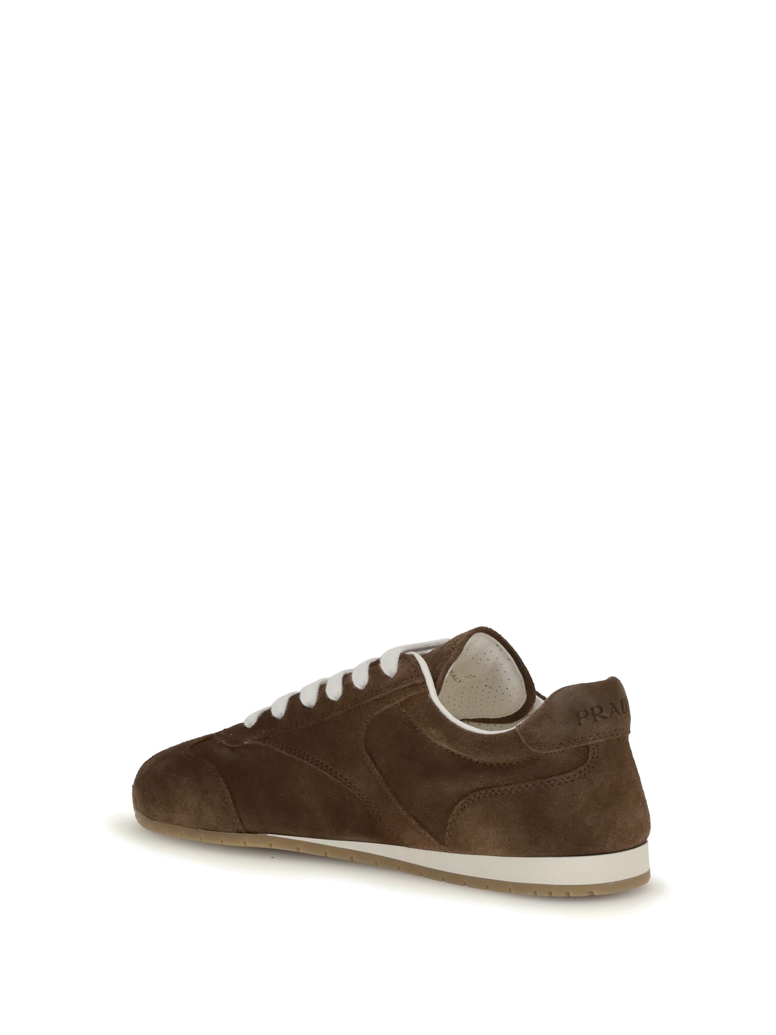 Prada Brown Calf Leather Bos Taurus Sneakers In Brown