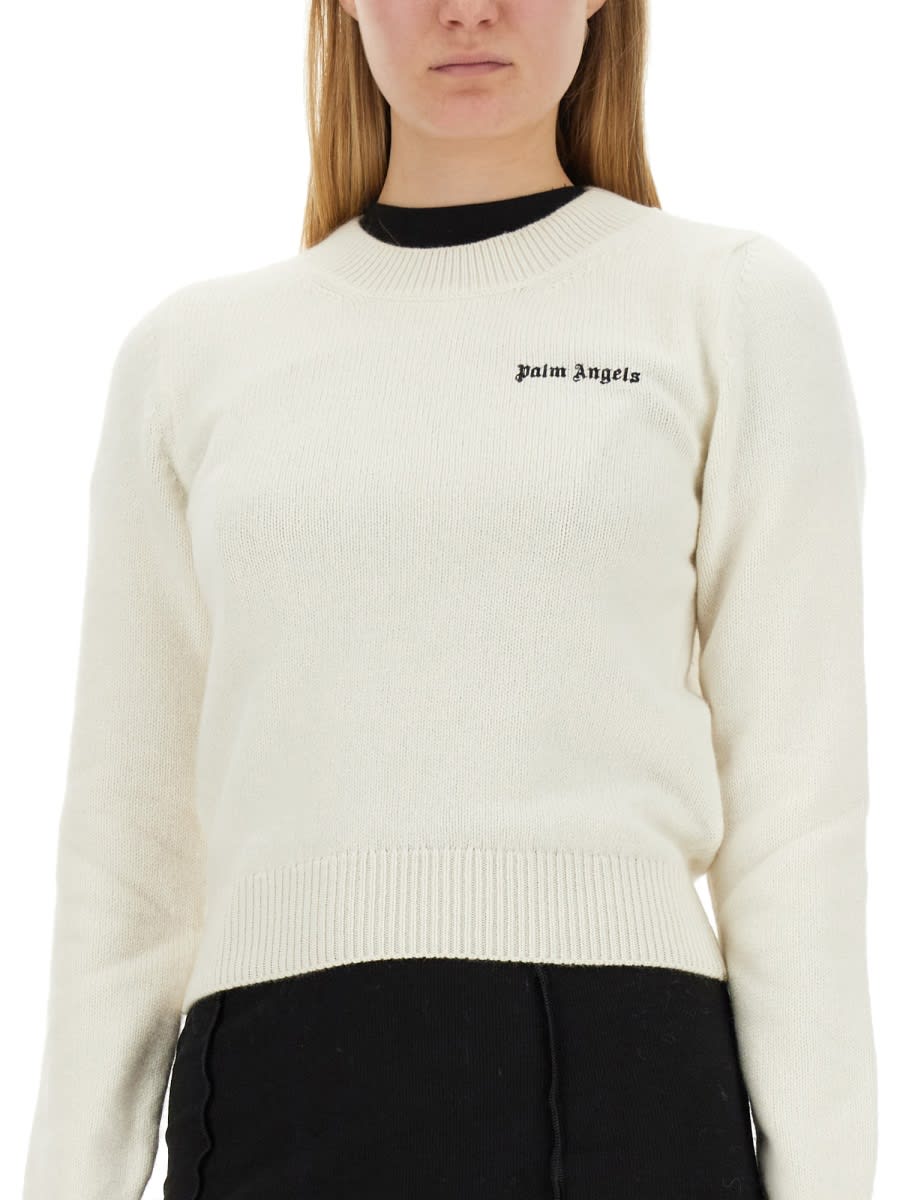 Shop Palm Angels Jersey With Logo In Ivory