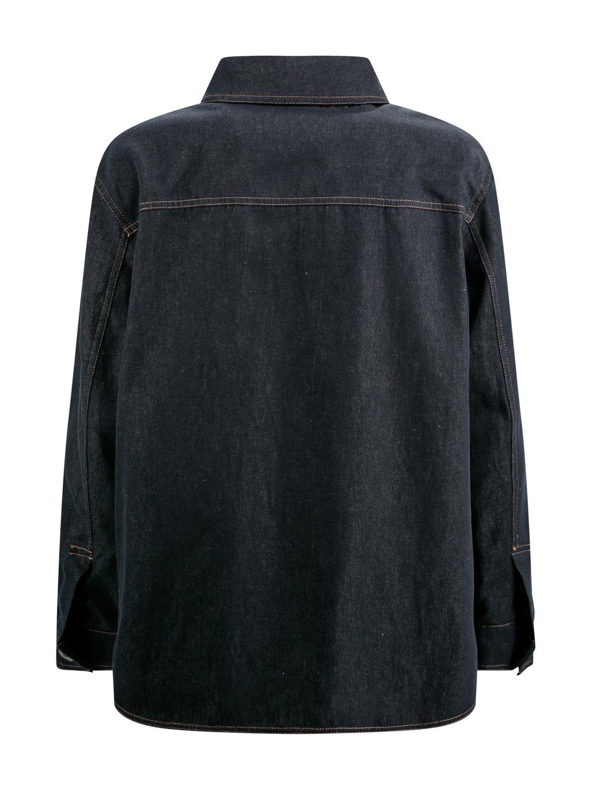 Shop Max Mara Buttoned Long-sleeved Jacket In Blue