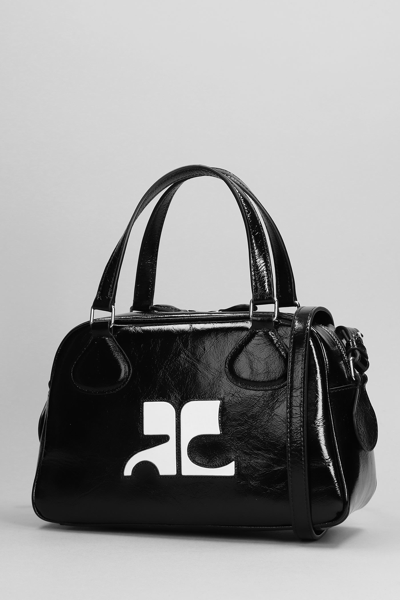 Shop Courrèges Bowling Shoulder Bag In Black Patent Leather