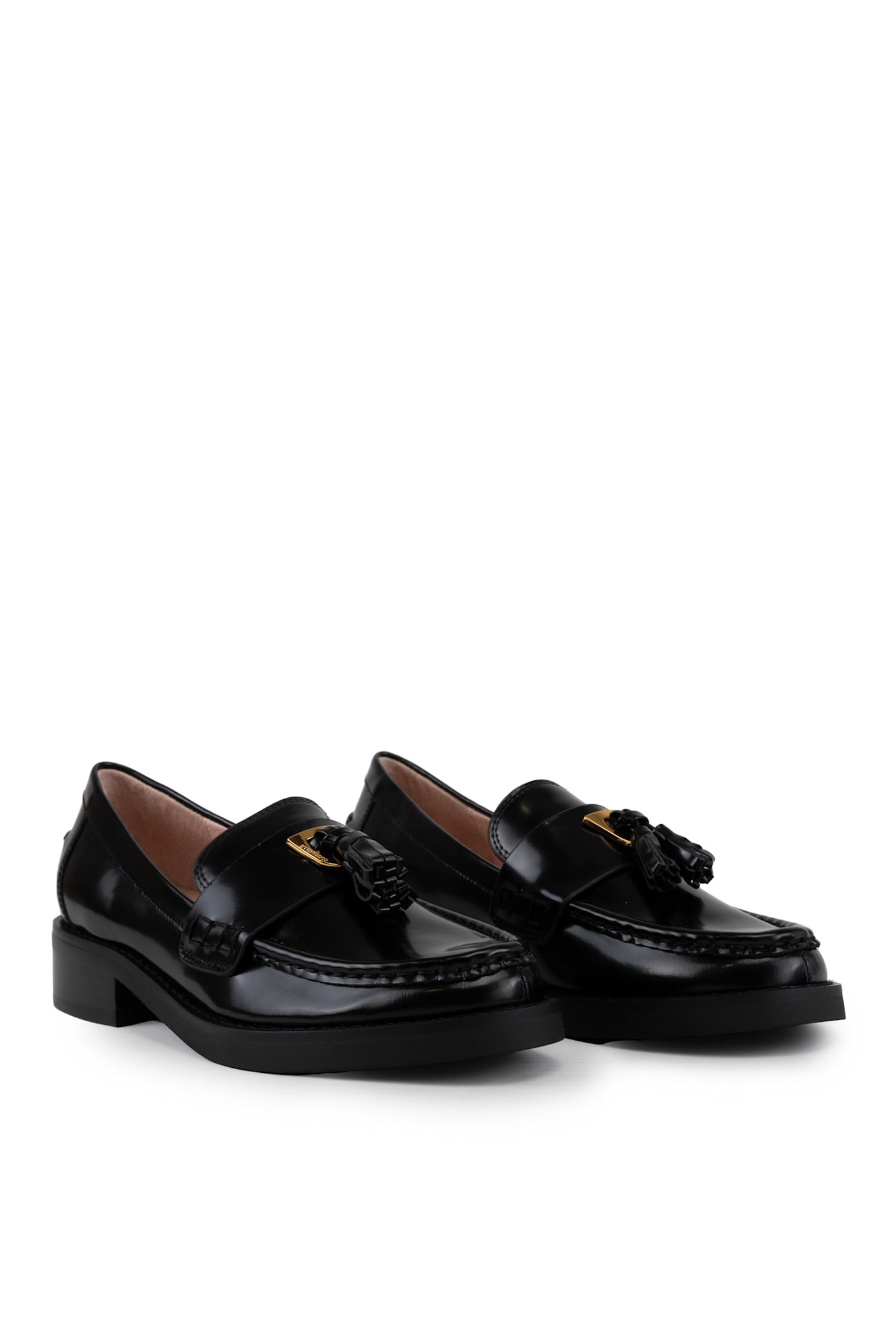 Shop Coccinelle Beat Shiny Leather Loafers In Noir