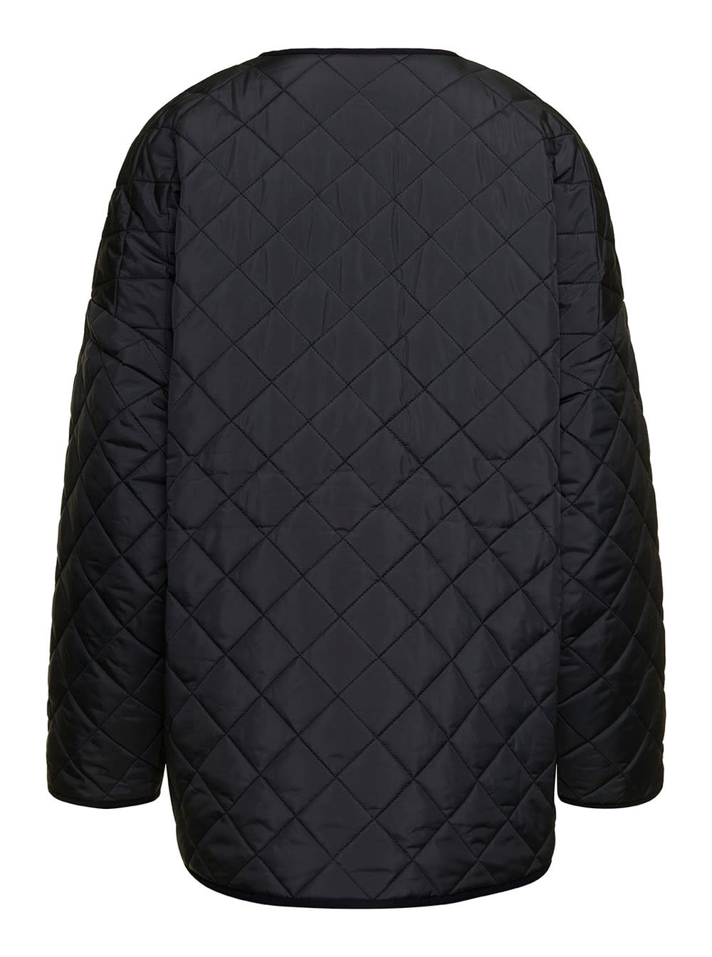 Totême Black Quilted Jacket With Round Neckline In Recycled Fabric Woman