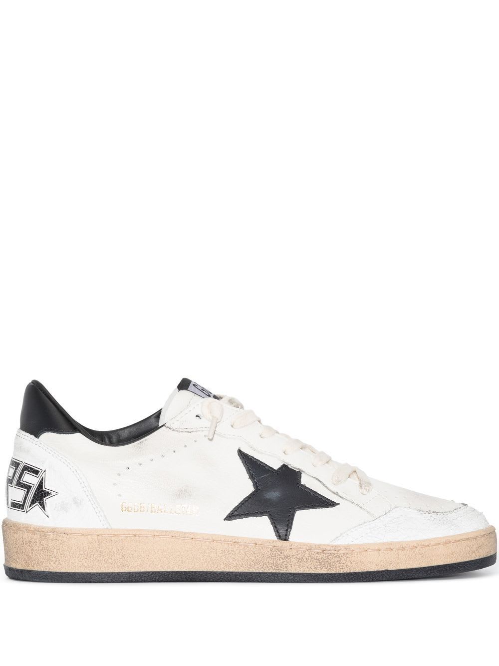 Shop Golden Goose Ballstar Nappa Upper Leather Star And Heel Crack Toe And Spur In White Black