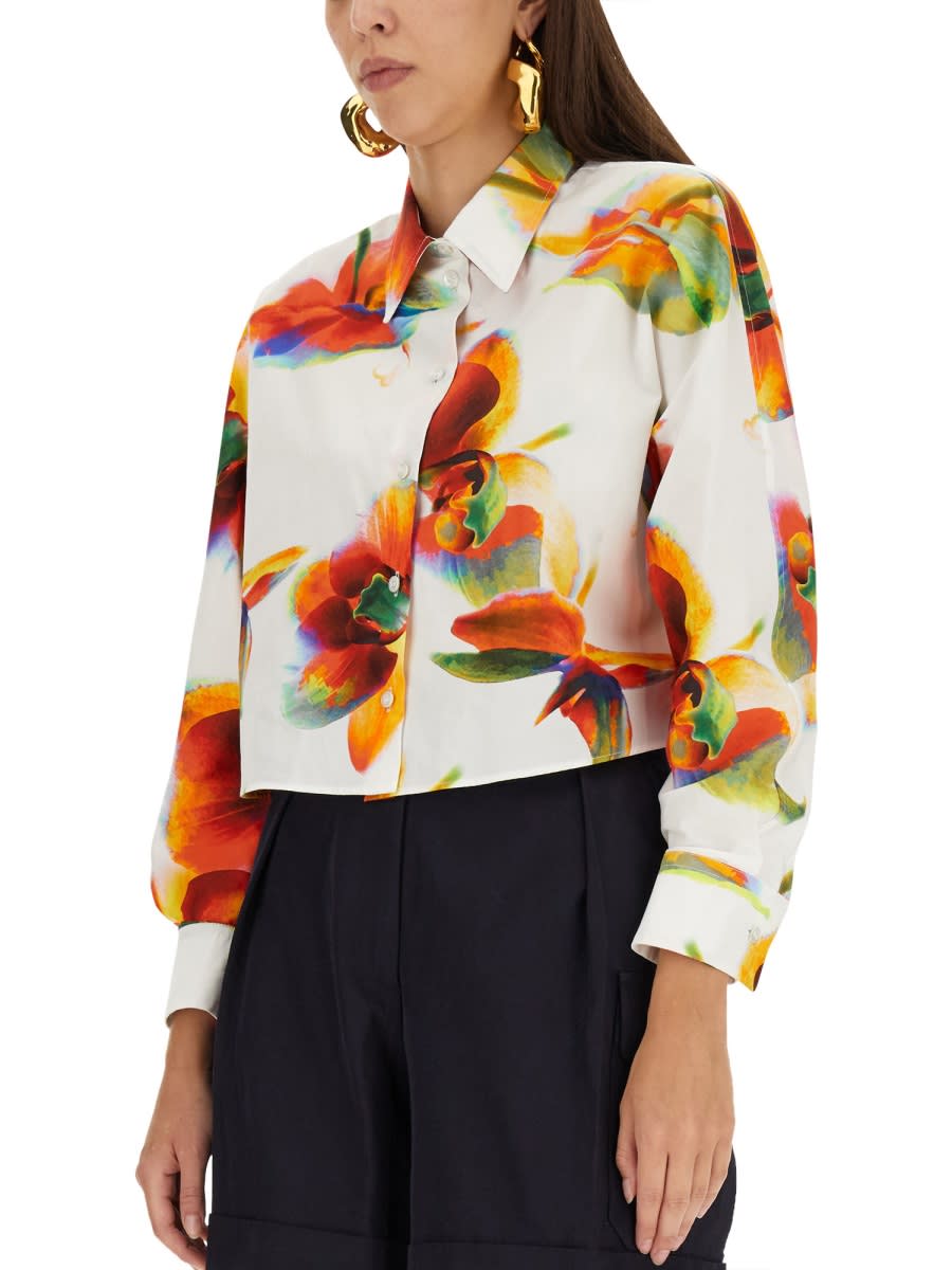 Shop Alexander Mcqueen Solarised Orchid Print Shirt In Multicolour