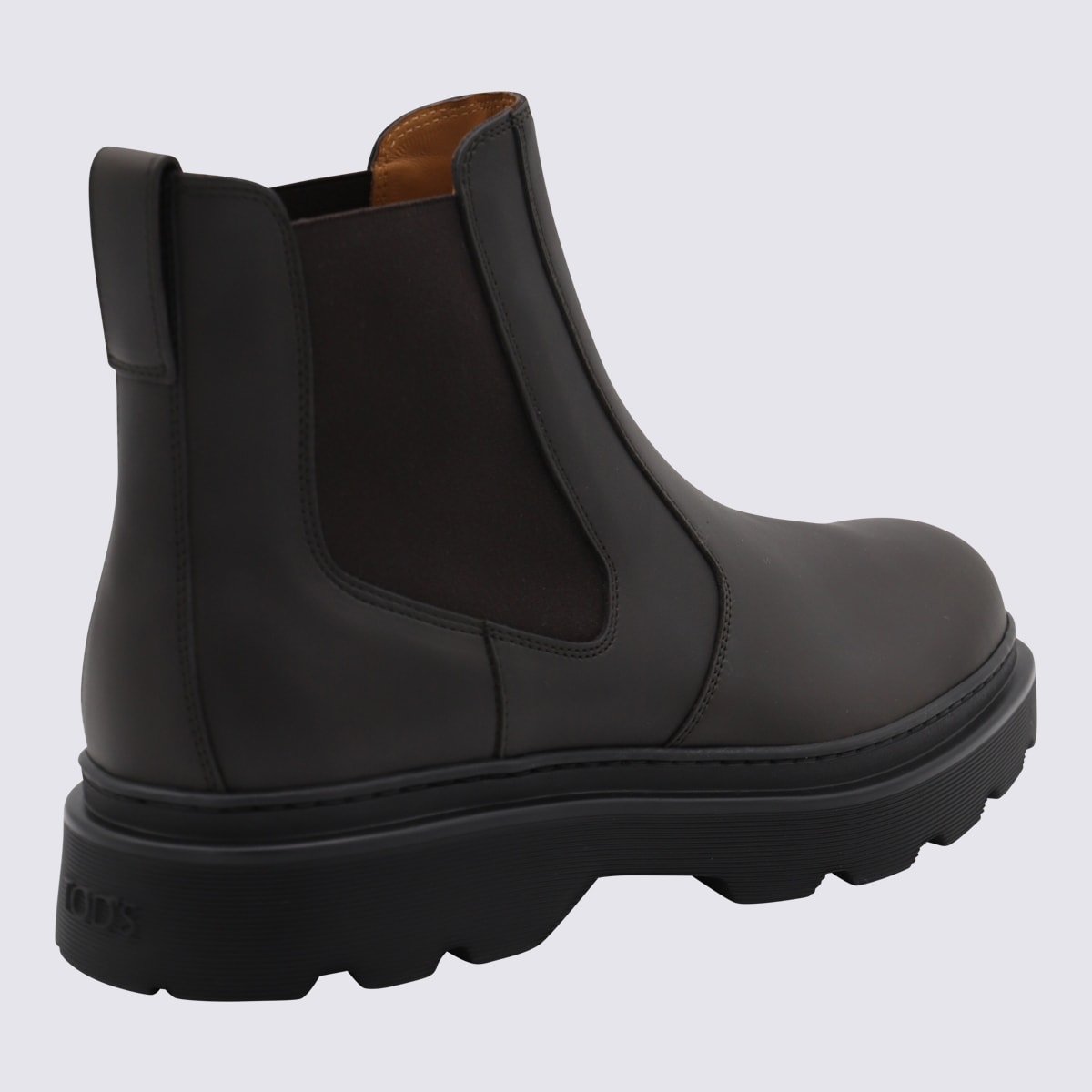 Tod's Dark Brown Leather Boots In Animal Print