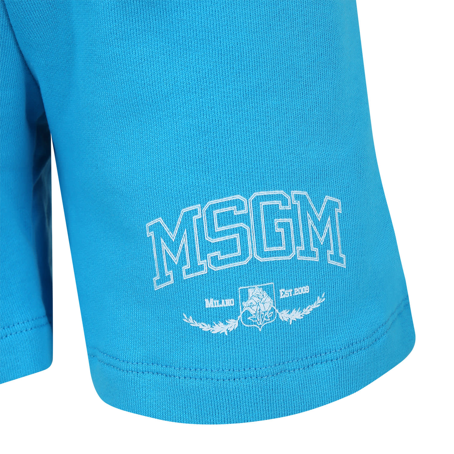 Shop Msgm Light Blue Shorts For Boy With Logo