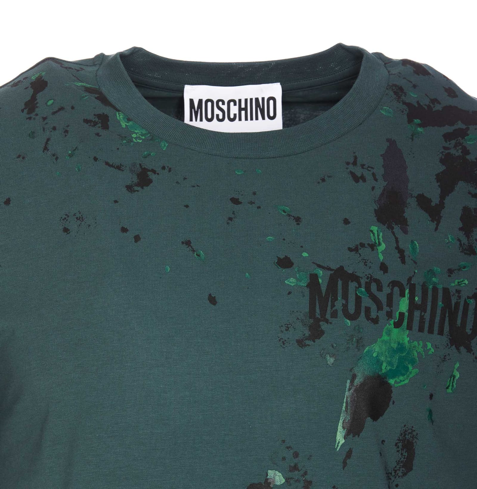 Shop Moschino Painted Effect T-shirt In Green