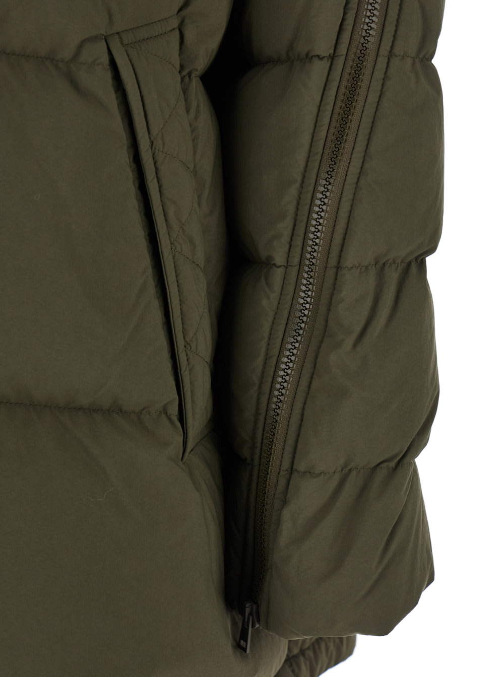 Herno Long Padded Down Jacket With Removable Hood In Green