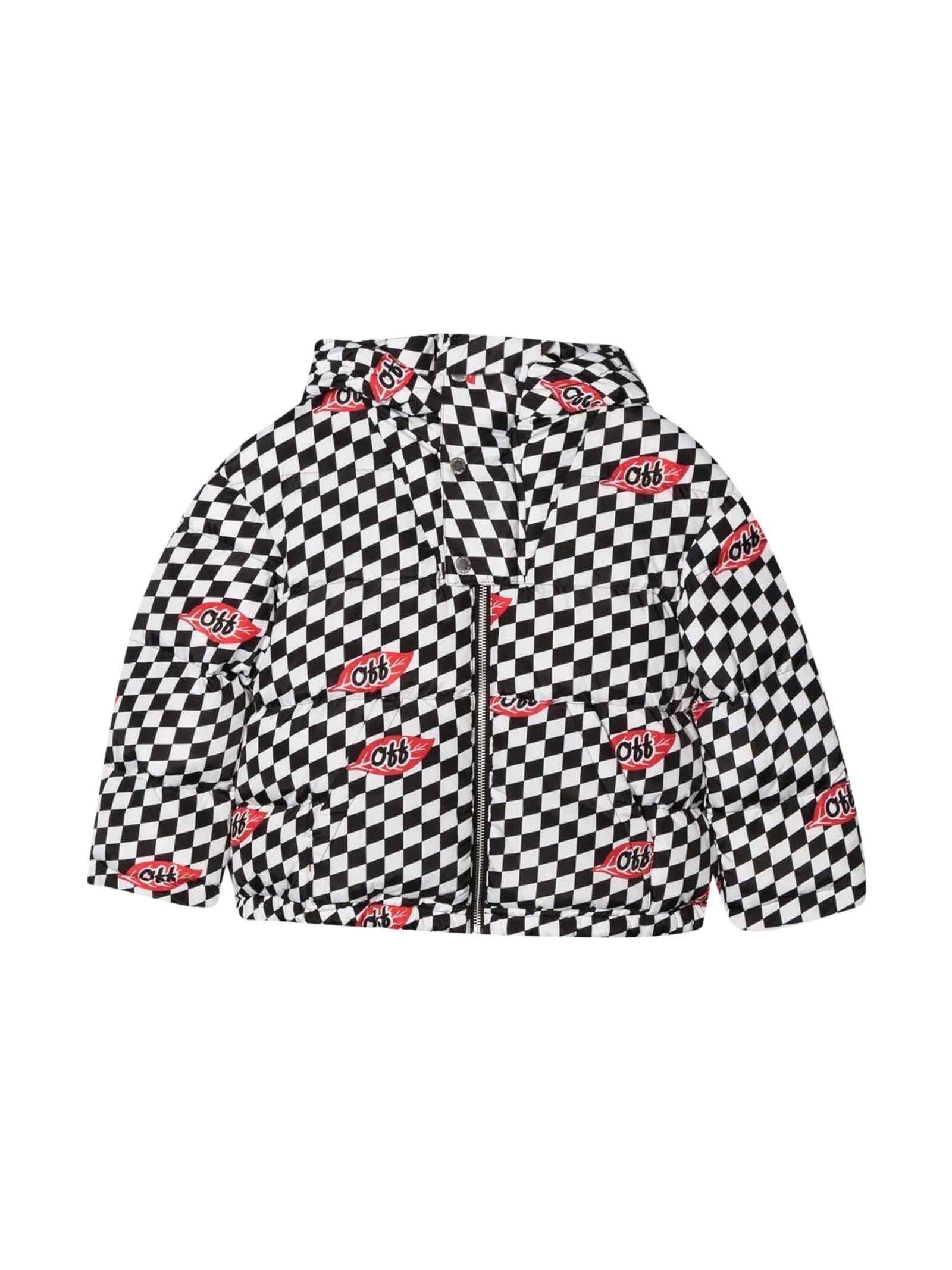 Off-White Checkered Print Down Jacket