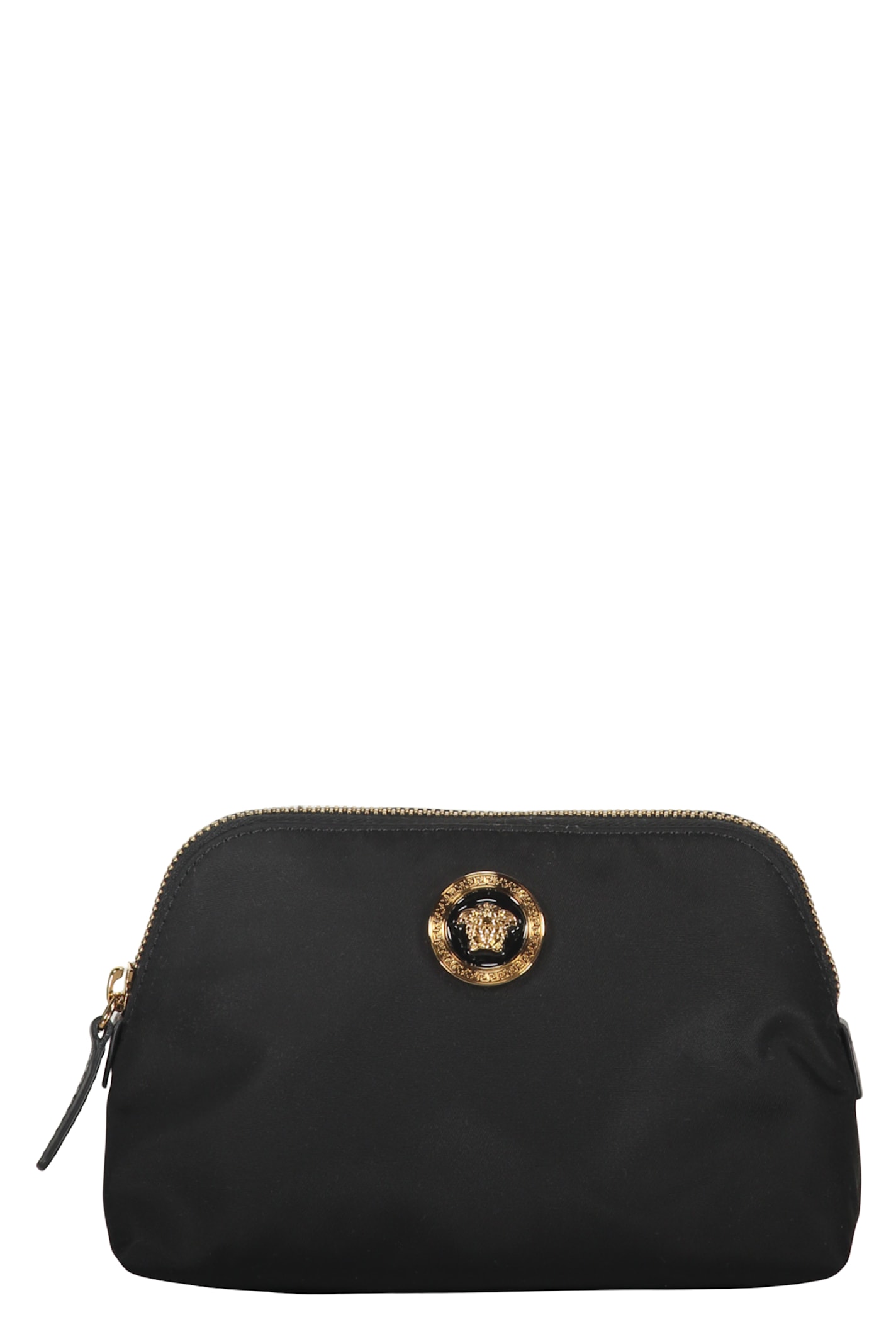 Versace Elegant Black Beauty Case With Golden Details In Black