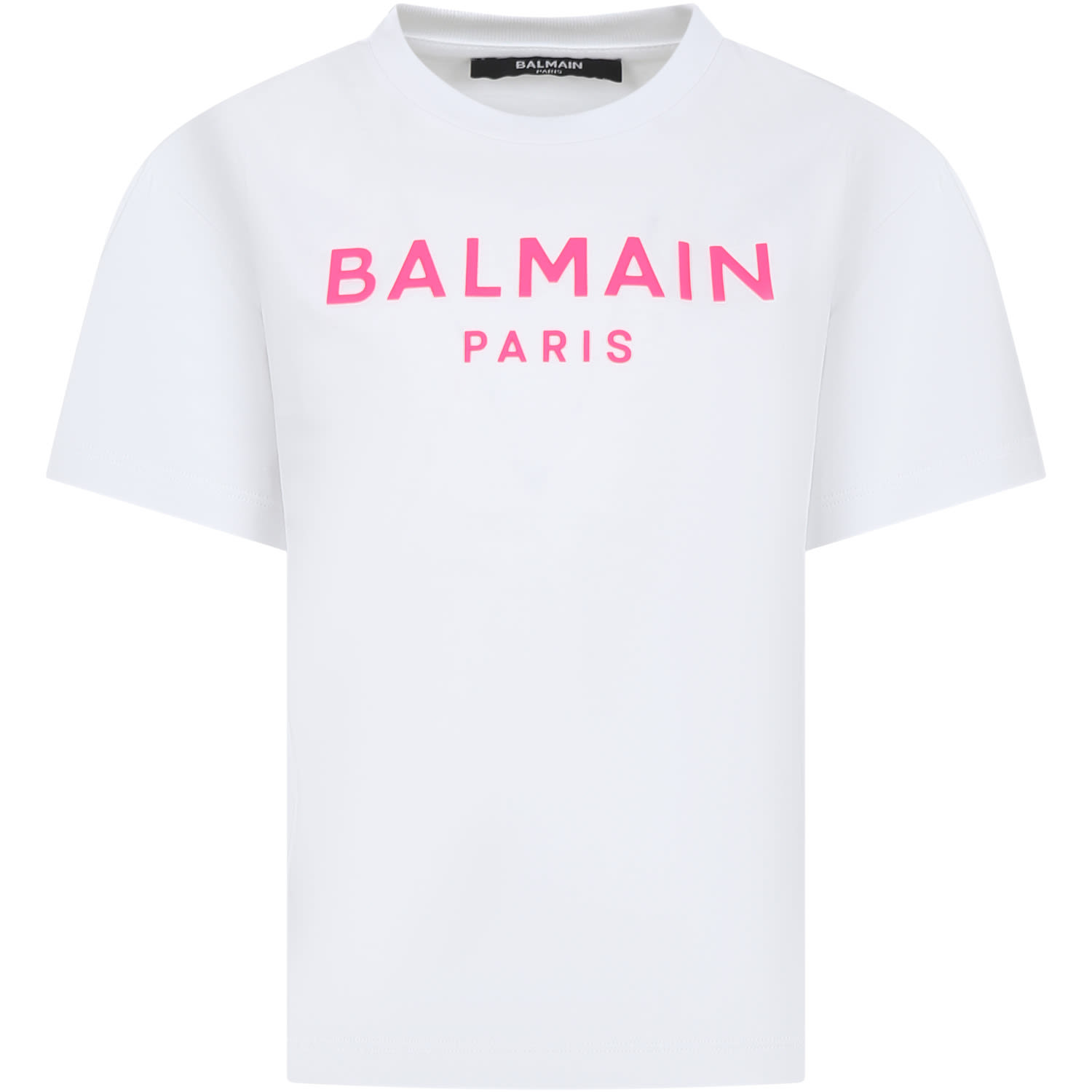 Balmain Kids' White T-shirt For Girl With Logo