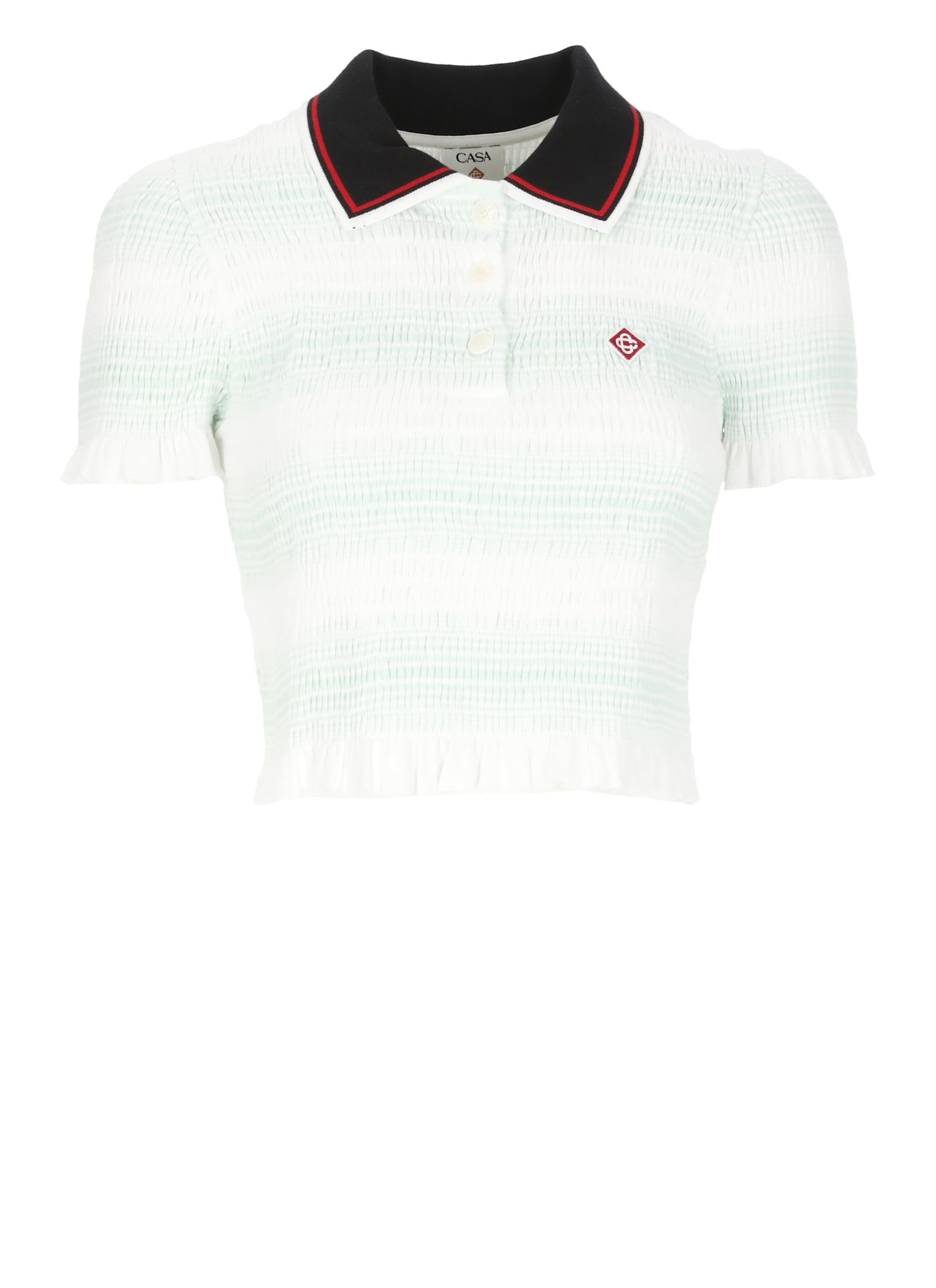 Casablanca Short-sleeved Cotton Sweater With Contrasting Details In White