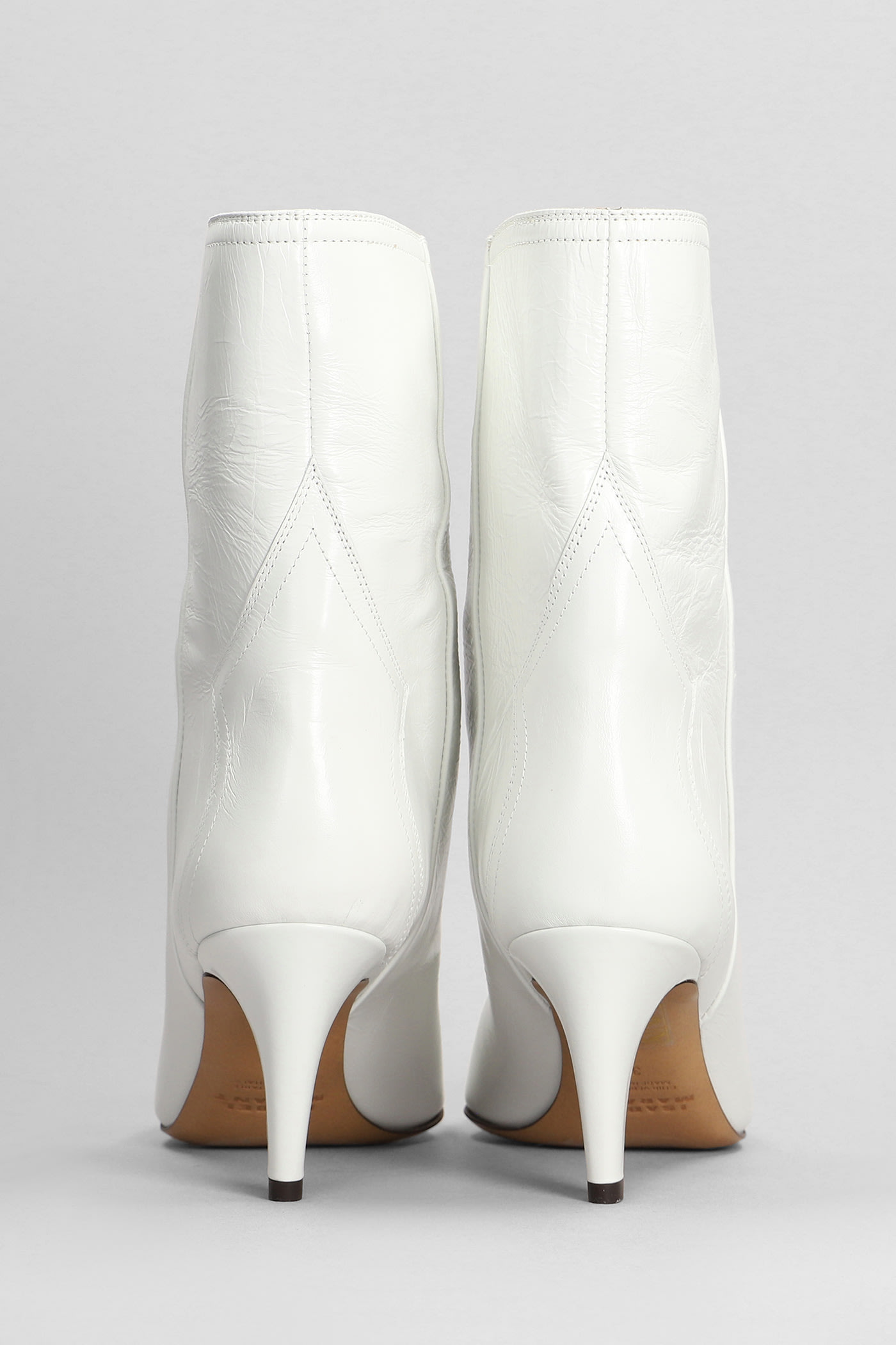 Shop Isabel Marant Dytho High Heels Ankle Boots In White Leather