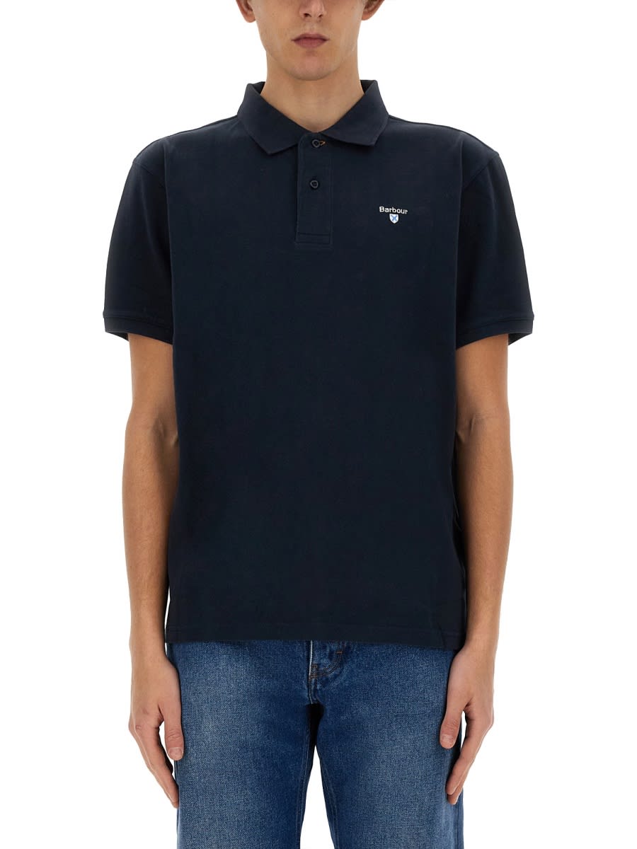 Shop Barbour Polo With Logo In Blue