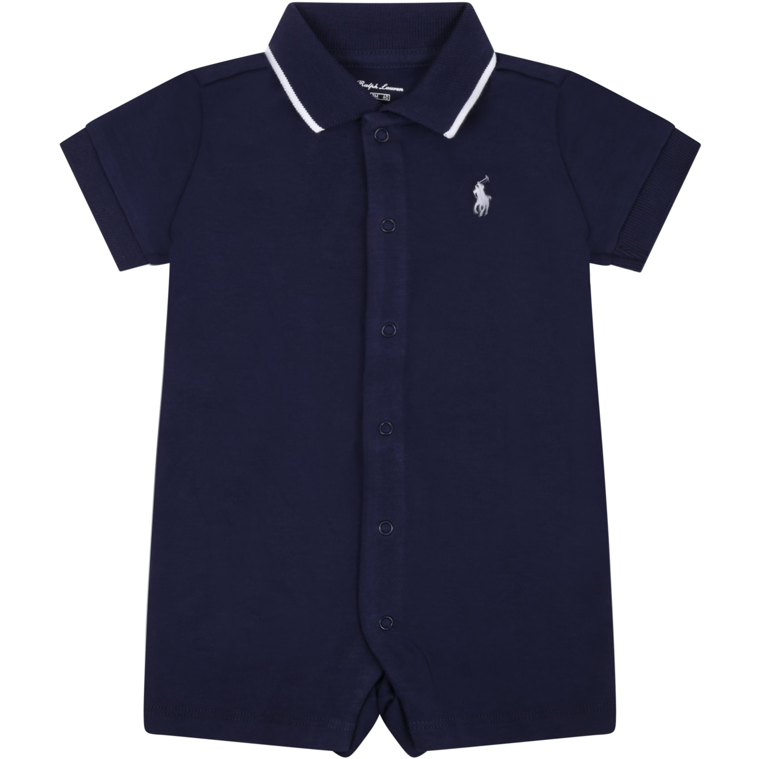 Ralph Lauren Blue Rompers For Babyboy With Pony Logo