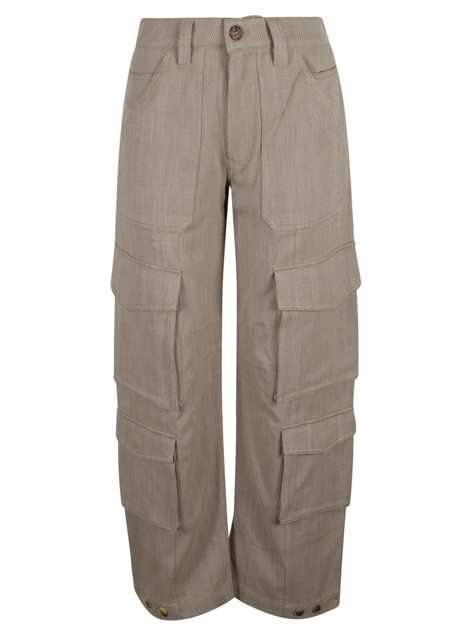 Shop Golden Goose Wide Leg Patterned Cargo Pants In Dark Olive/vintage White
