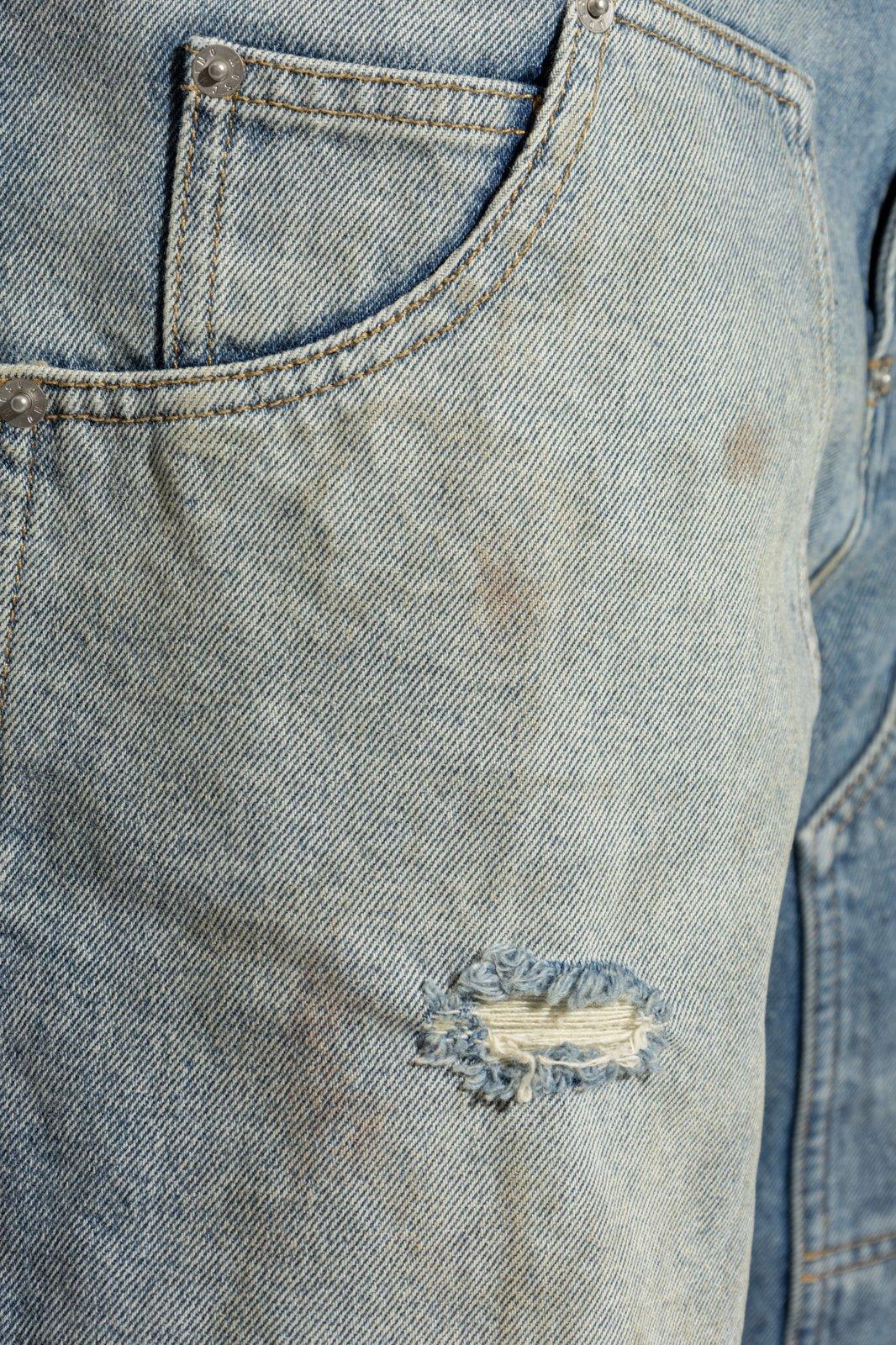 Moschino Distressed Denim Shorts In Denim