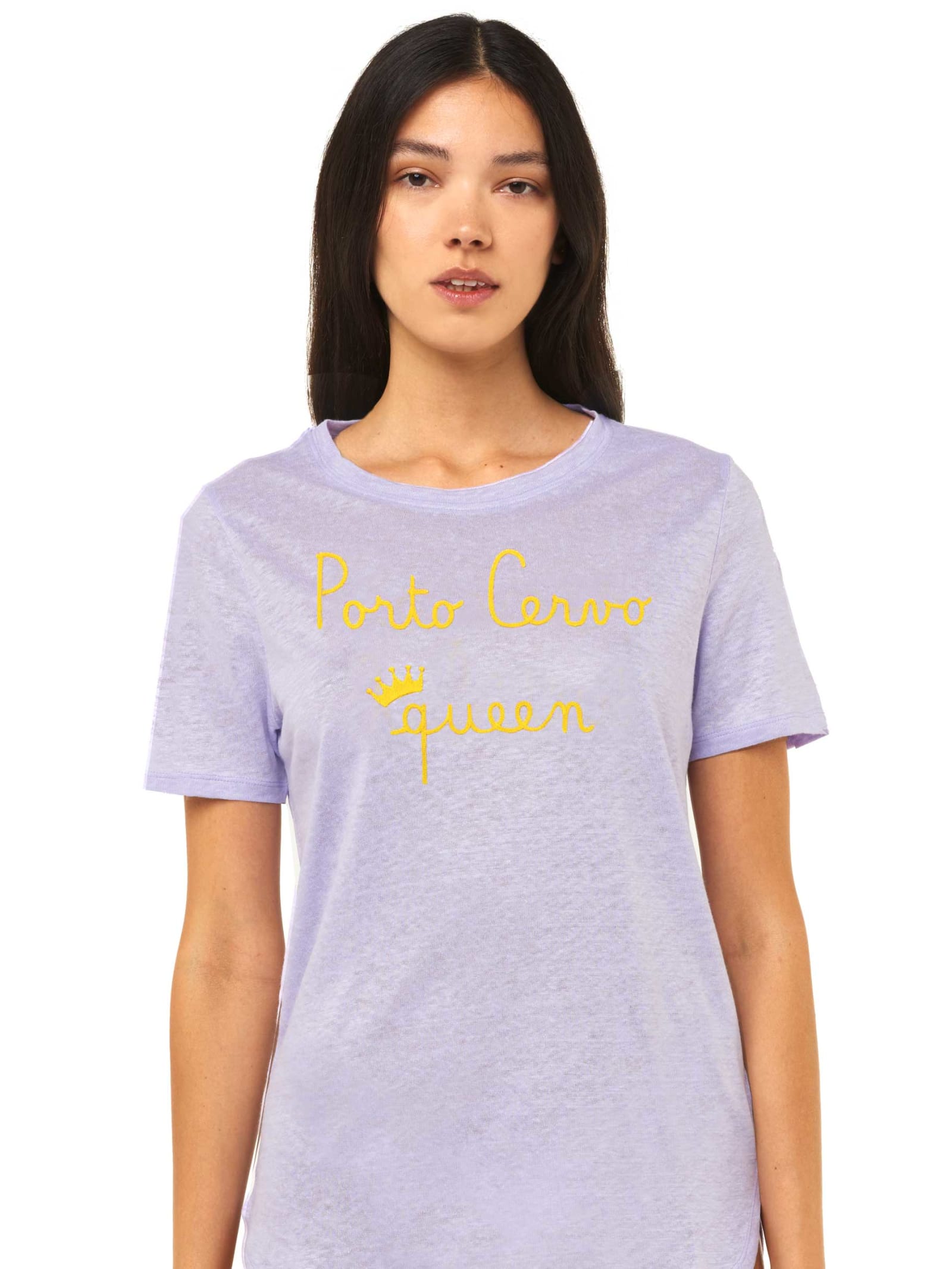 MC2 Saint Barth Linen T-shirt With Porto Cervo Queen Embroidery