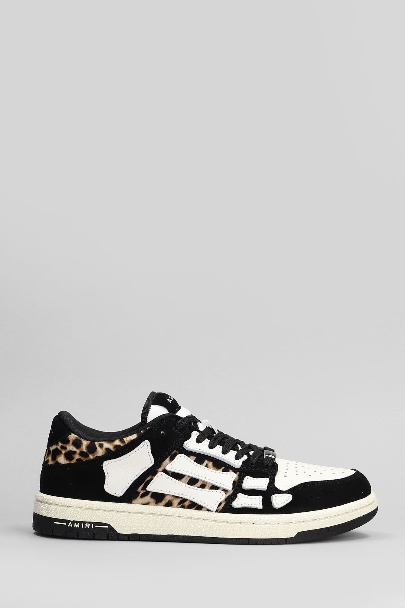 AMIRI LEOPARD SKEL TOP LOW SNEAKERS IN BLACK LEATHER 