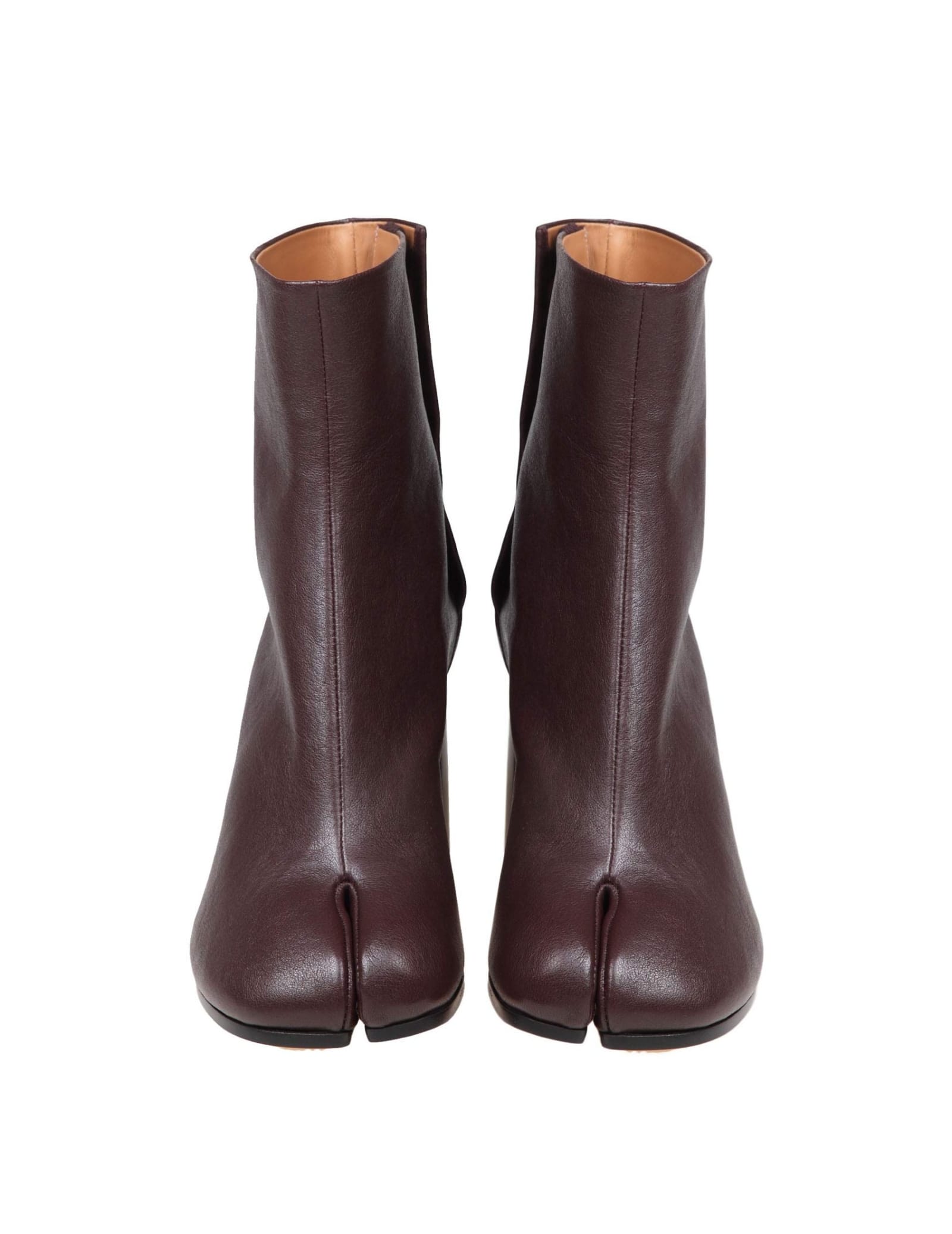 Shop Maison Margiela Tabi Ankle Boots In Soft Brown Nappa In Chic Brown