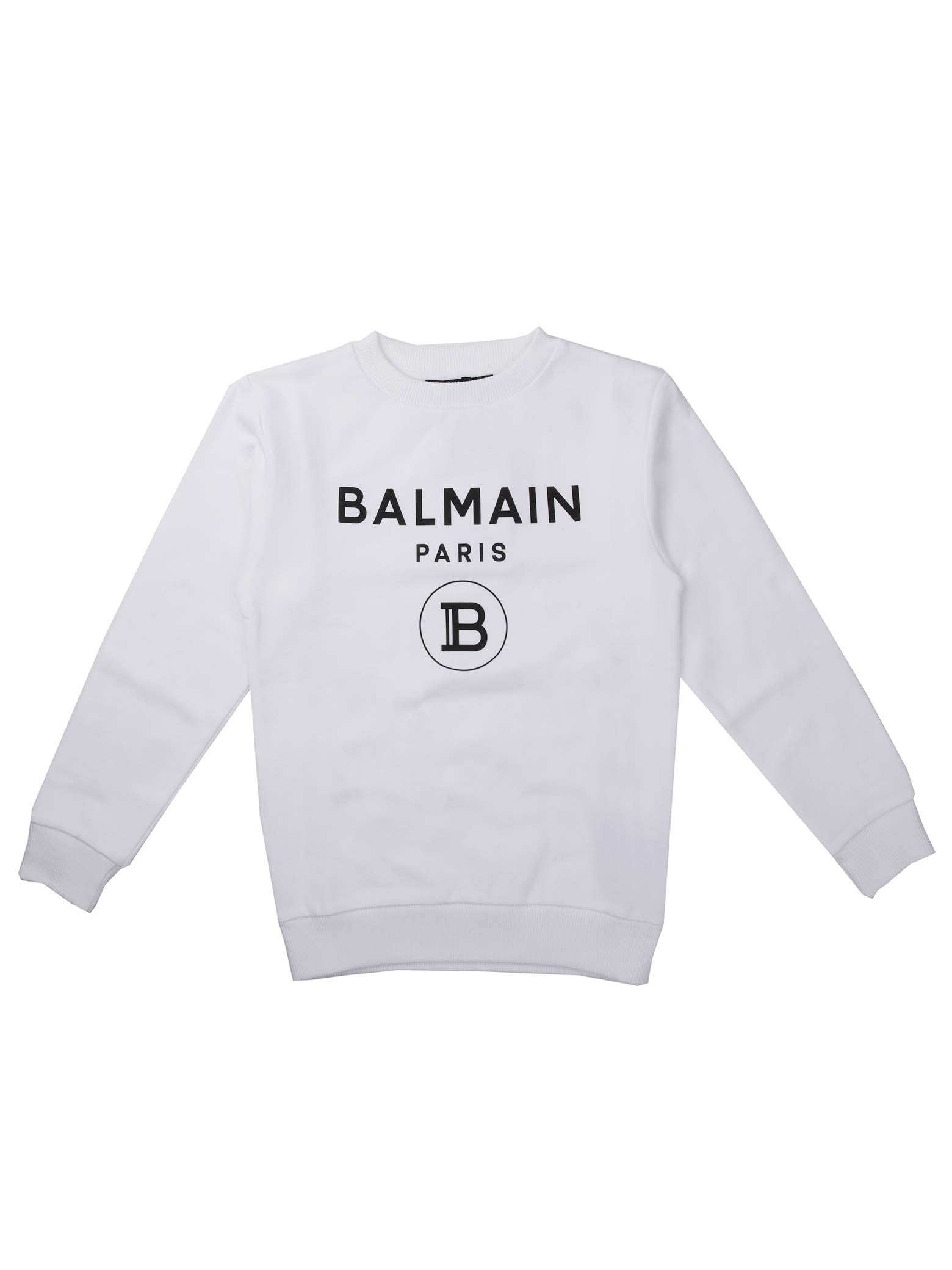 Balmain White Round Neck Sweatshirt
