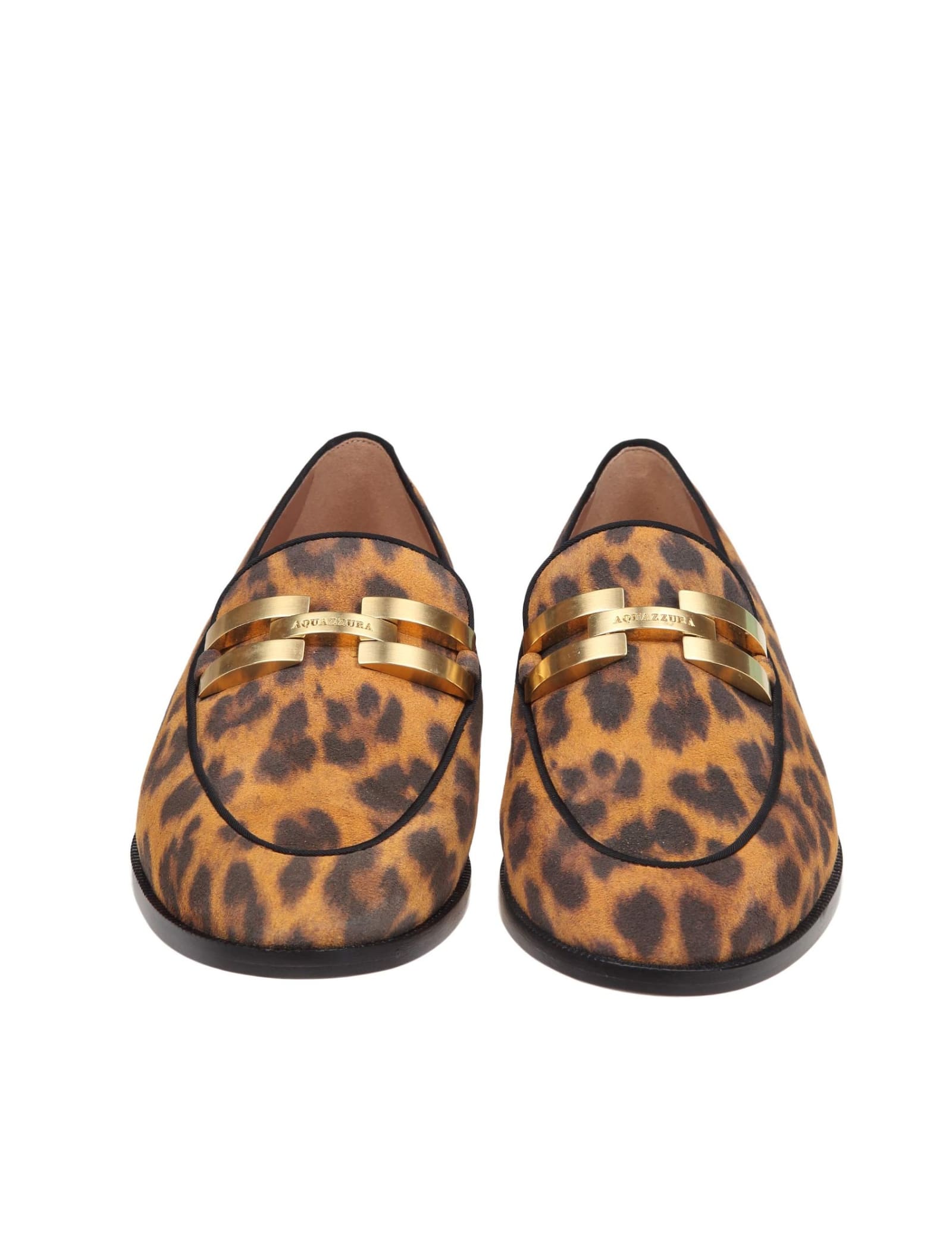 Shop Aquazzura Aquazzurra Brandi Loafers In Suede Leather With Spotted Print