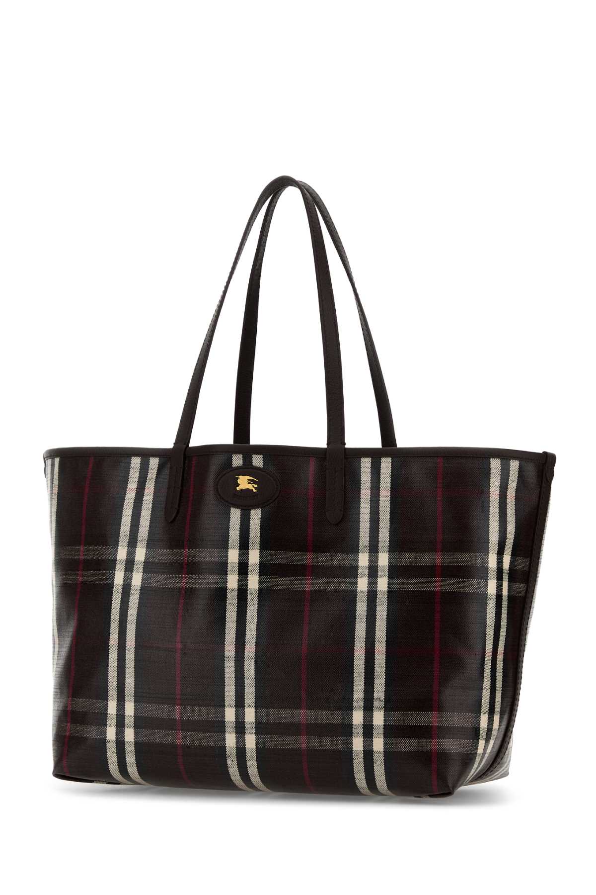 Burberry Embroidered Canvas Medium Highlands Shopping Bag In Brown