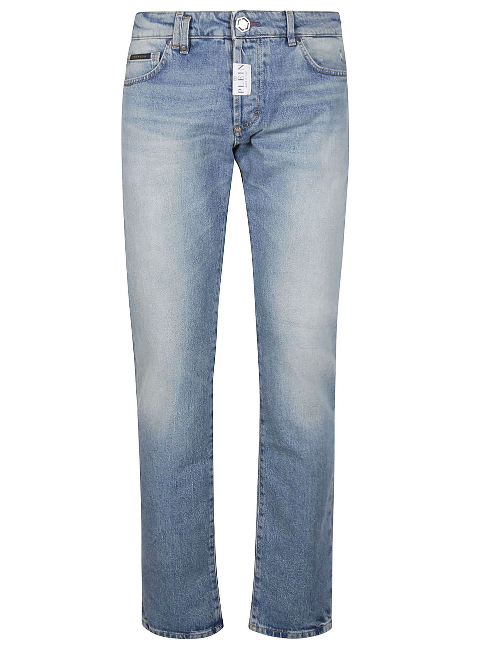 Philipp Plein Super Straight Jeans In A Azure Blue