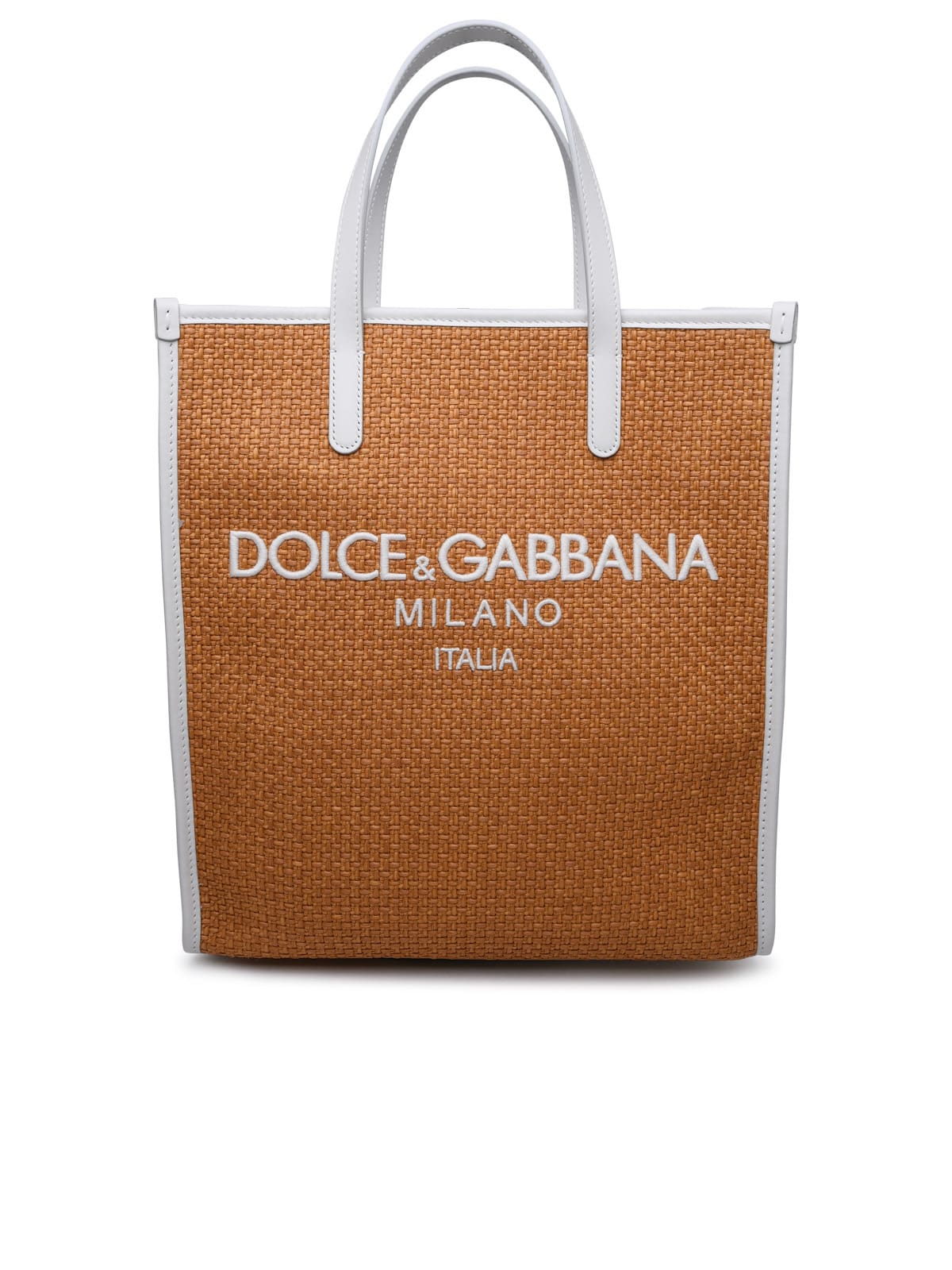 Shop Dolce & Gabbana Two-tone Leather Blend Bag In Beige