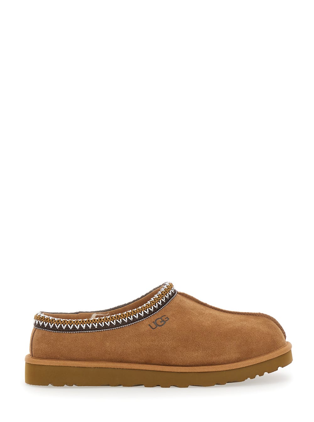 Tasman Brown Plaited Hem Mules In Suede Woman