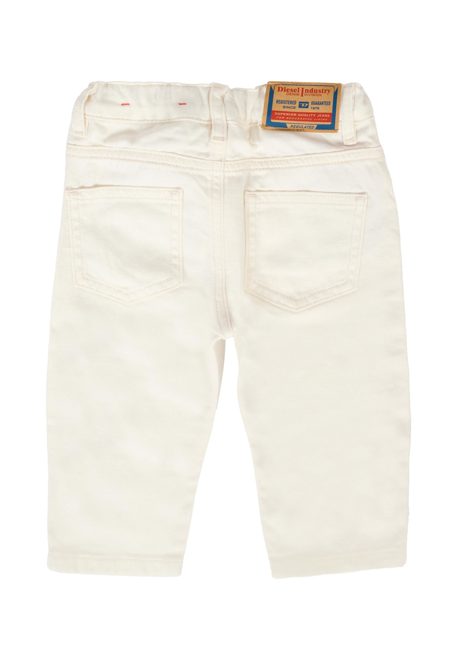 Diesel White Trousers For Baby Boy With Logo In White