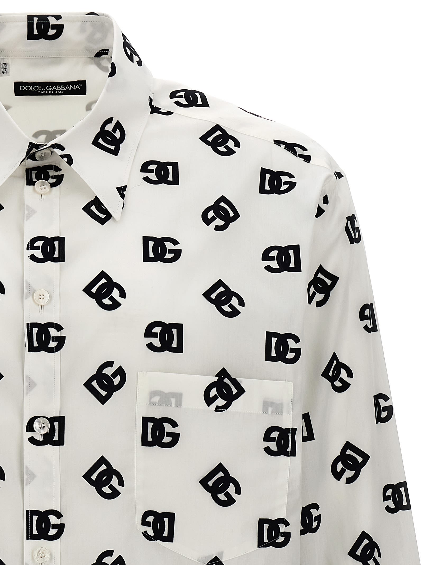 Shop Dolce & Gabbana All Over Logo Shirt In White/black