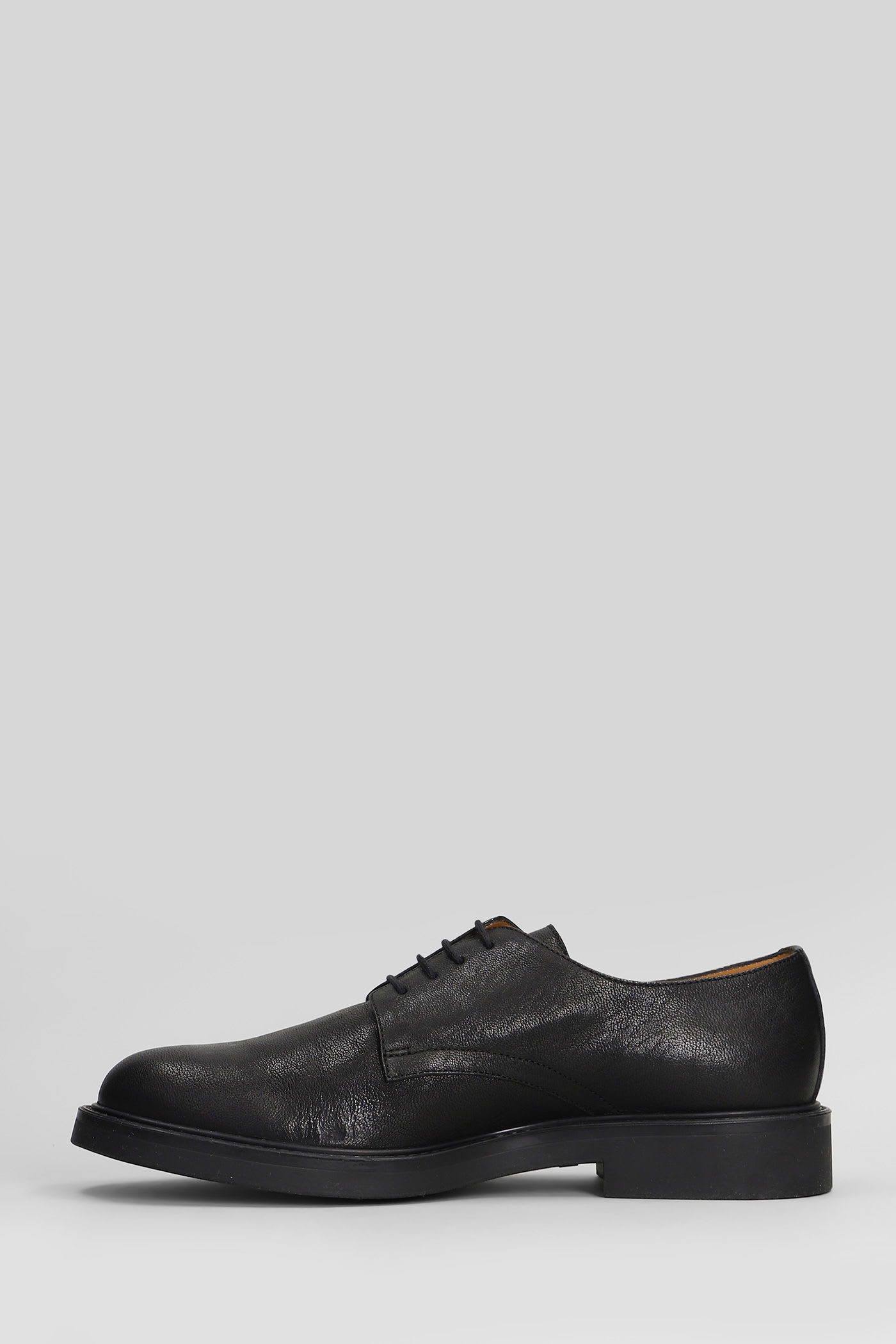 Common Projects Officers Derby Lace Up Shoes In Black Leather In Black