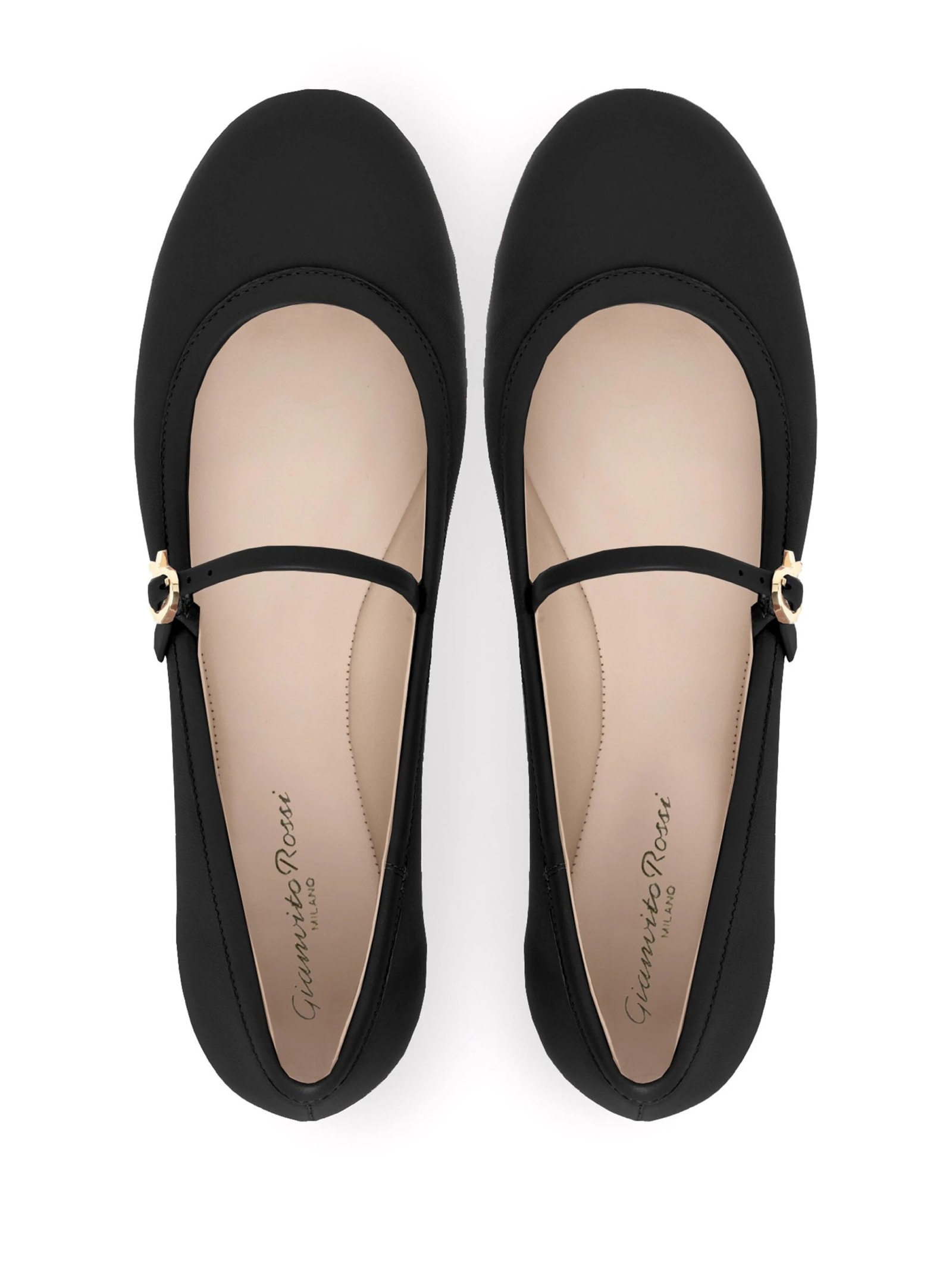 Shop Gianvito Rossi Carla Flat Ballerinas In Black Nappa