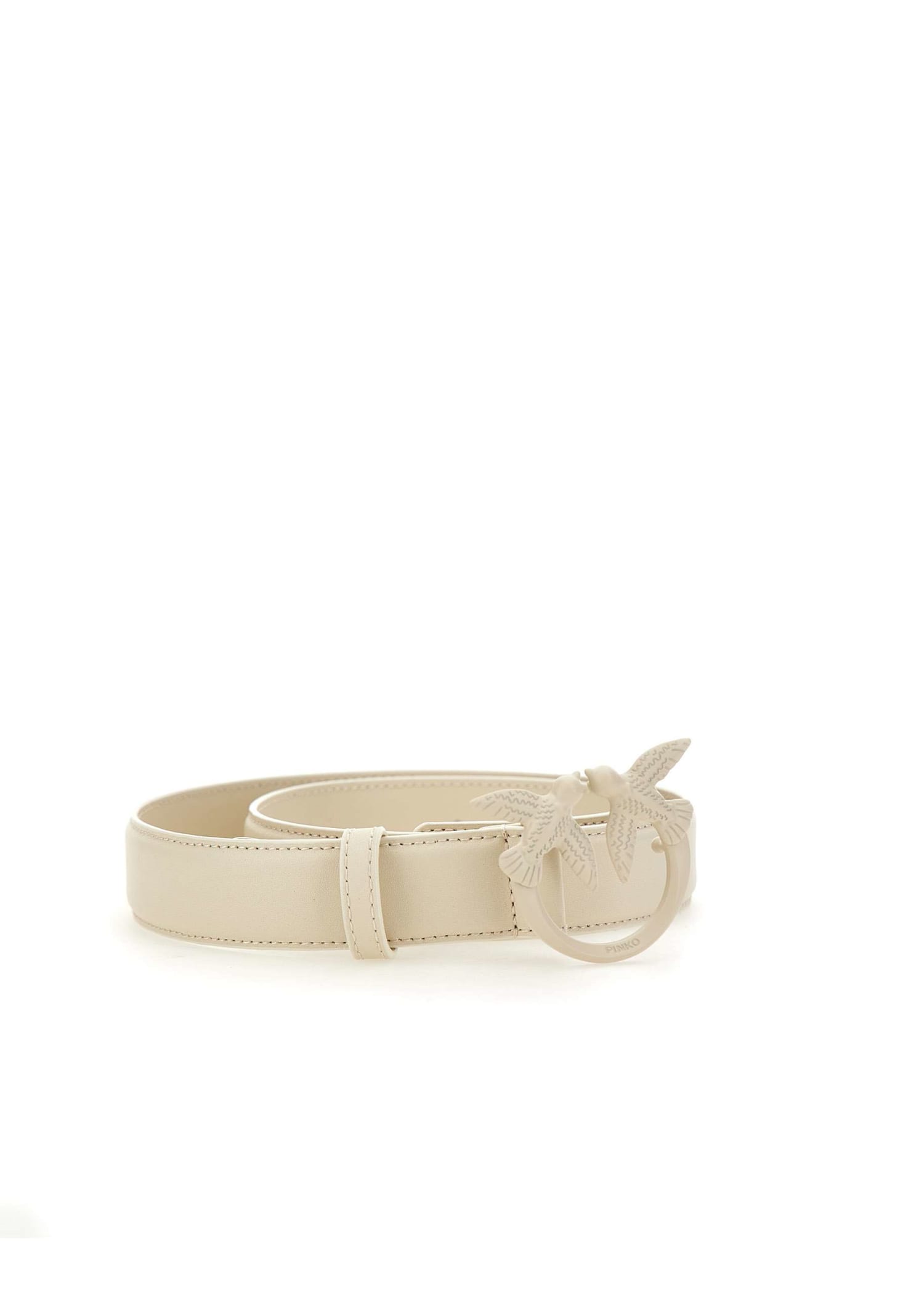 Pinko Love Berry Leather Belt In White